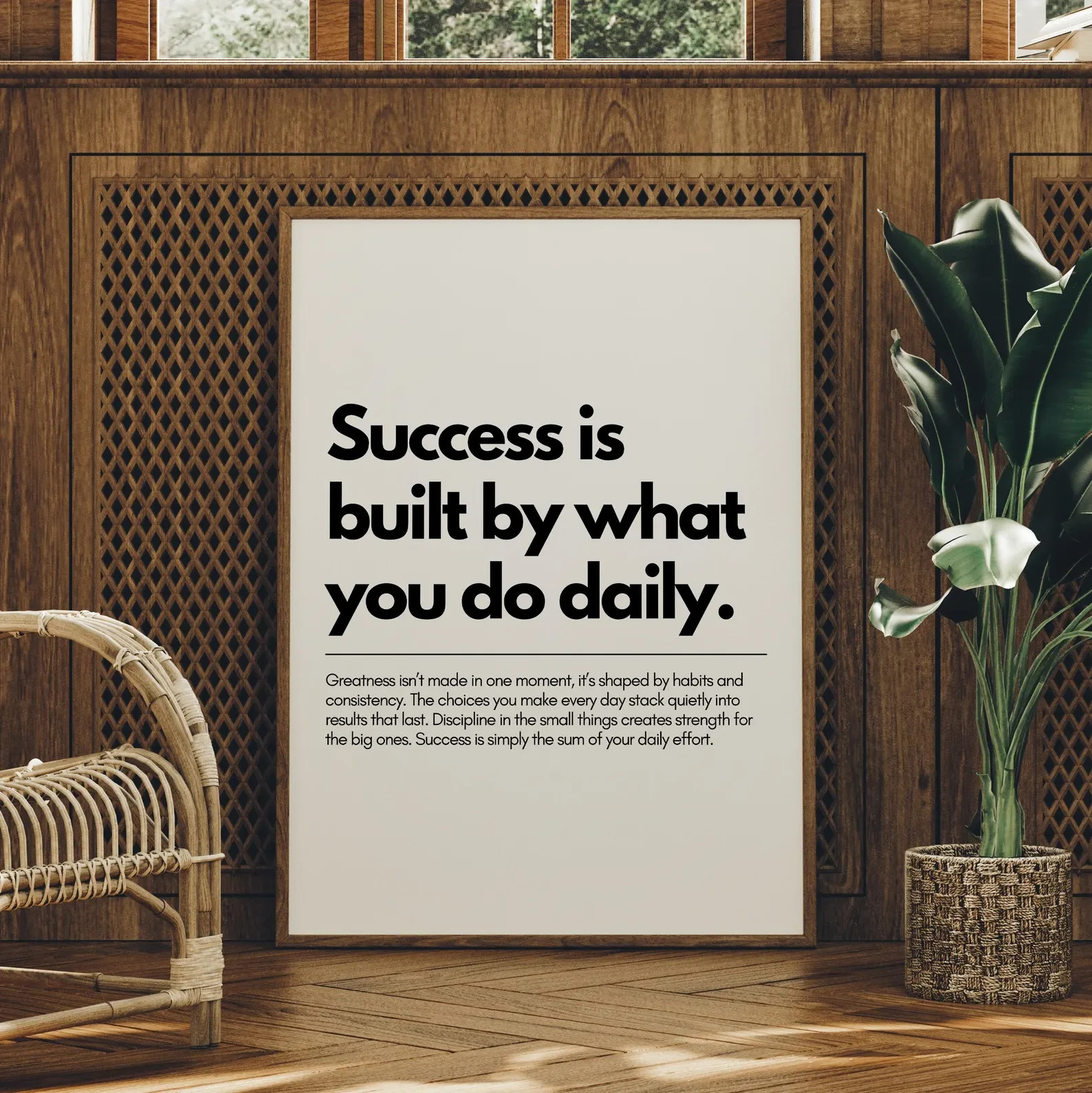 Daily Success Motivational Quote Print Minimalist Office Wall Art