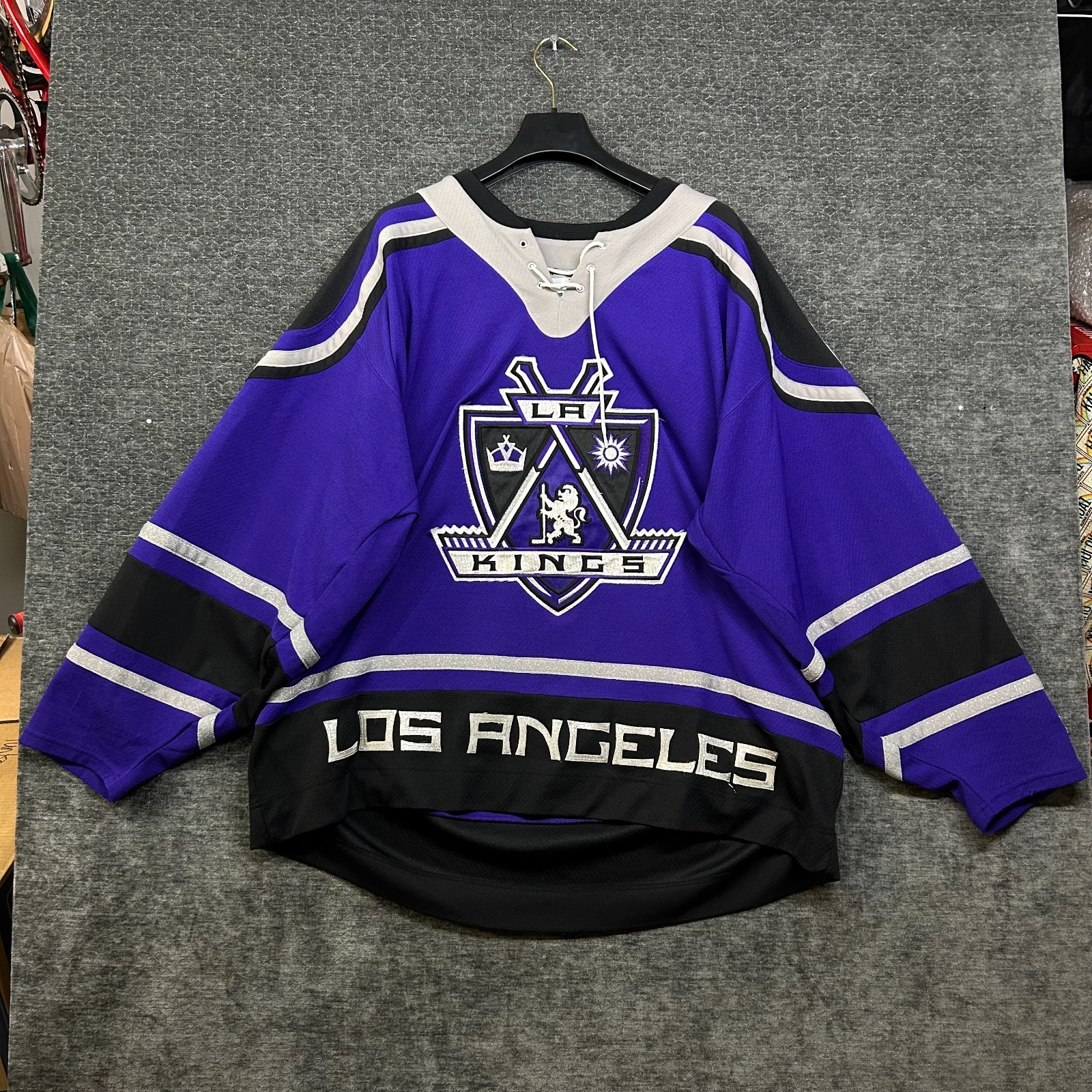 Vintage CCM Los Angeles Kings Hockey Lace Jersey Men\'s Purple NHL Sports - 2XL