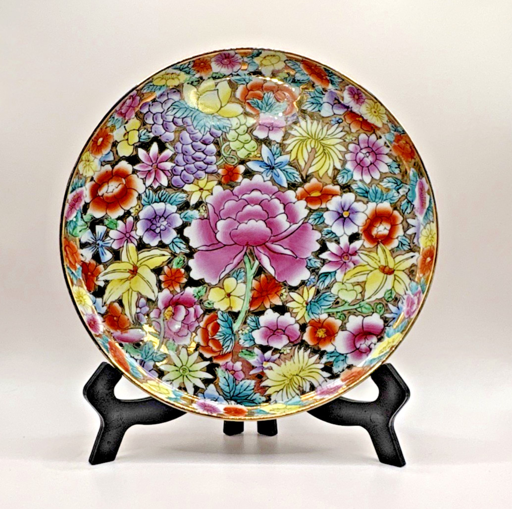 Vintage Chinese Jingdezhen Mille Fleur Plate Thousand Flowers Famille Rose 8.5