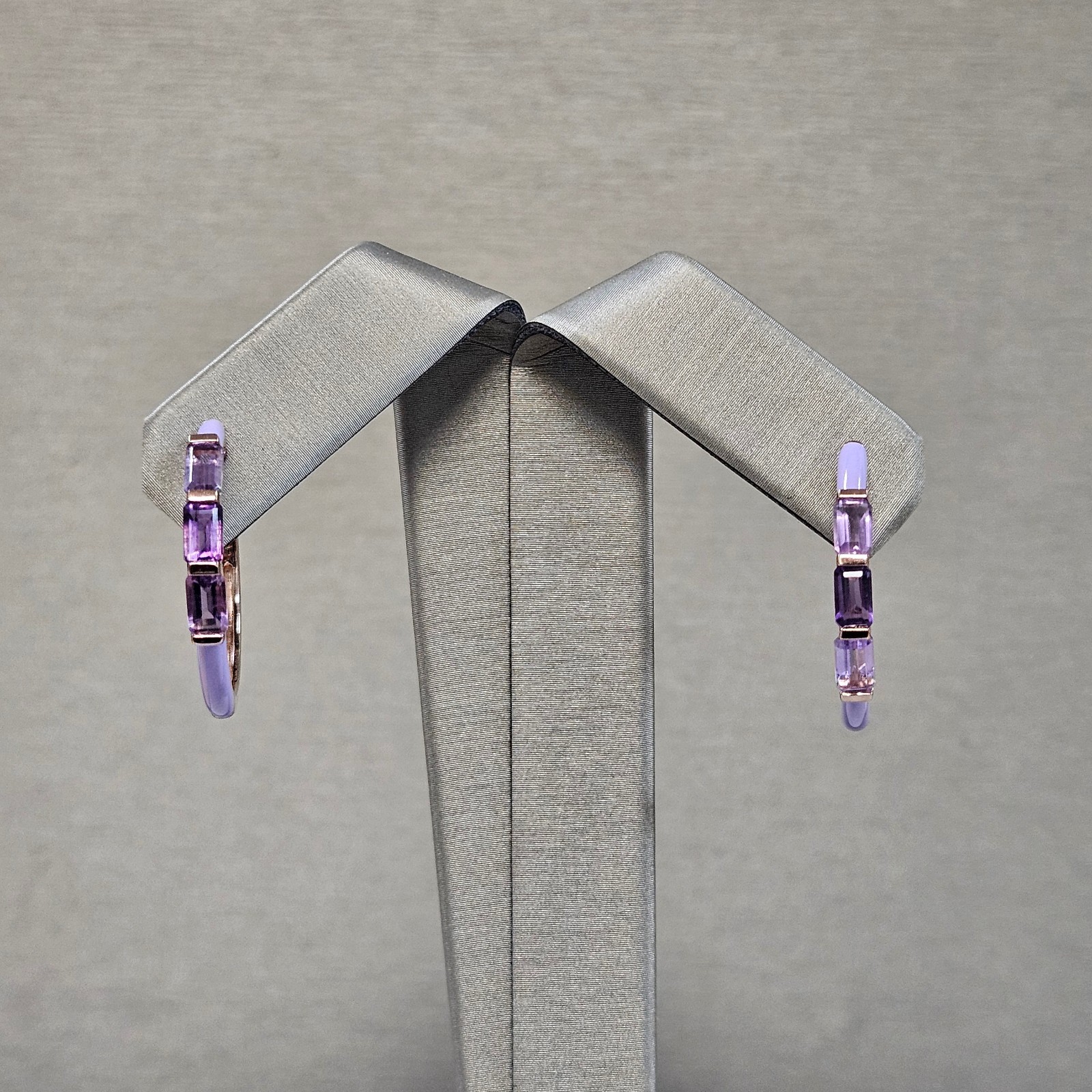 EFFY Sterling Silver Baguette Amethyst & Purple Enamel Hoop Earrings