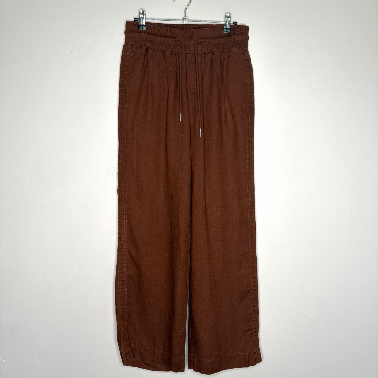 Quince 100% European Linen Wide Leg Pants Burnt Orange Terracotta Small