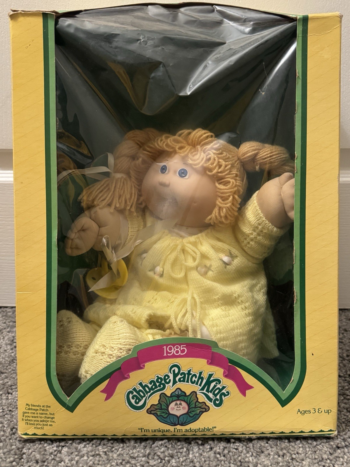 1985 Cabbage Patch Kids Original Box Vintage Blonde hair+Blue eyes Doll. 1985 Cabbage Patch Kids Original Box Vintage Blonde hair+Blue eyes Doll.