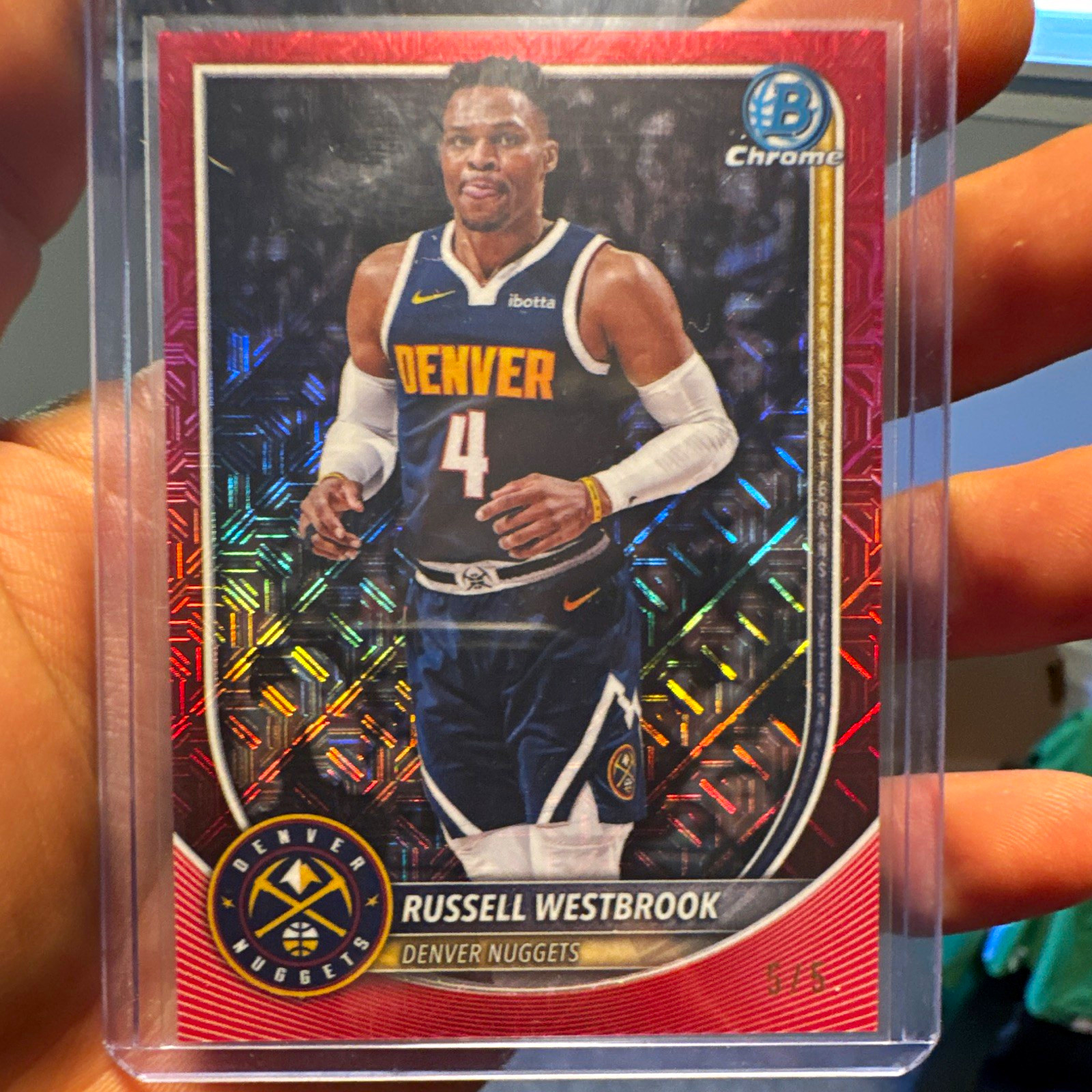Topps 2025-26 Bowman Chrome 5/5 Mojo Russell Westbrook Nuggets BCV-102