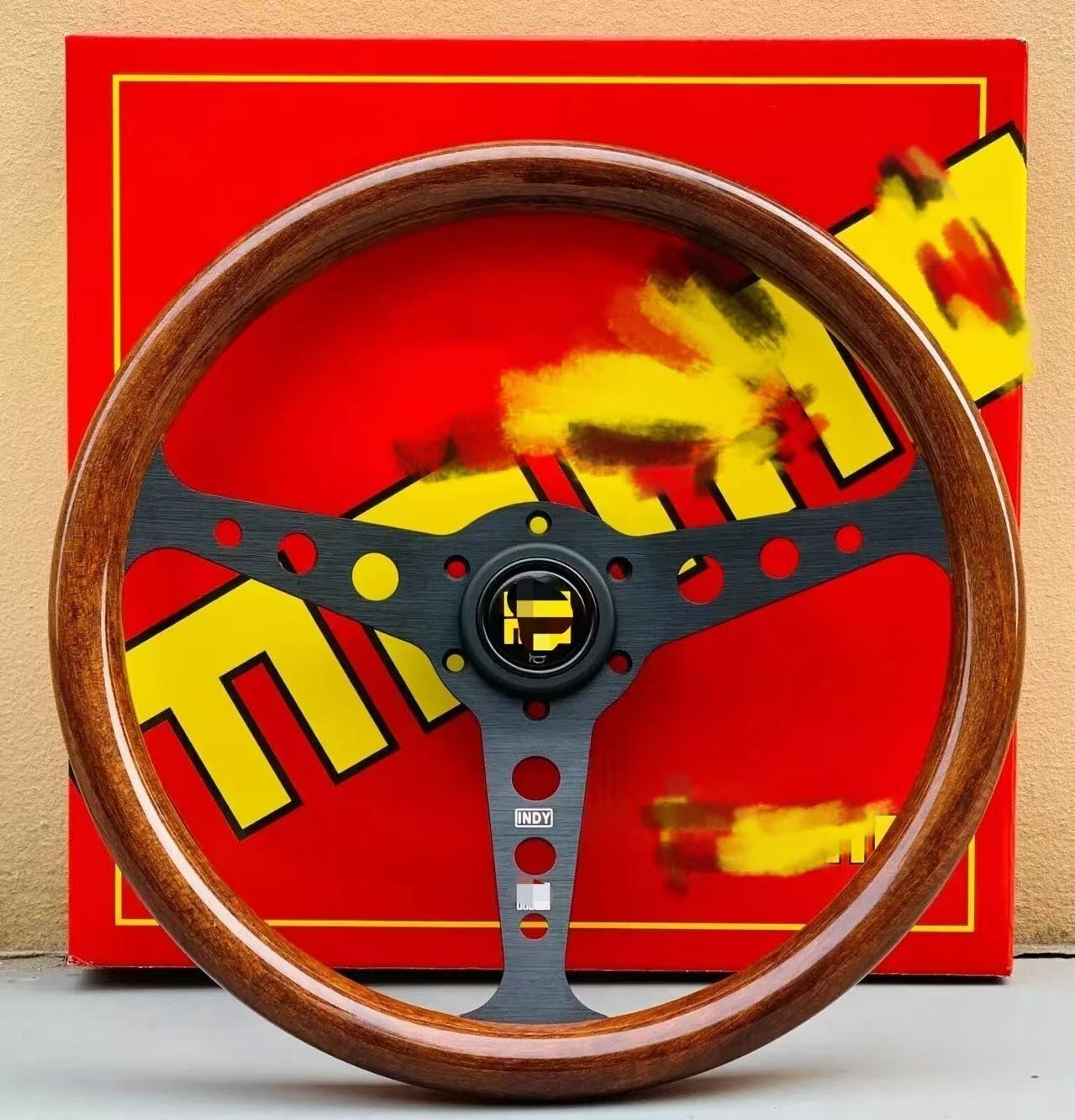 MOMO Heritage Indy Black Woodgrain Mahogany Wood Steering Wheel 350mm MOMO Heritage Indy Black Woodgrain Mahogany Wood Steering Wheel 350mm