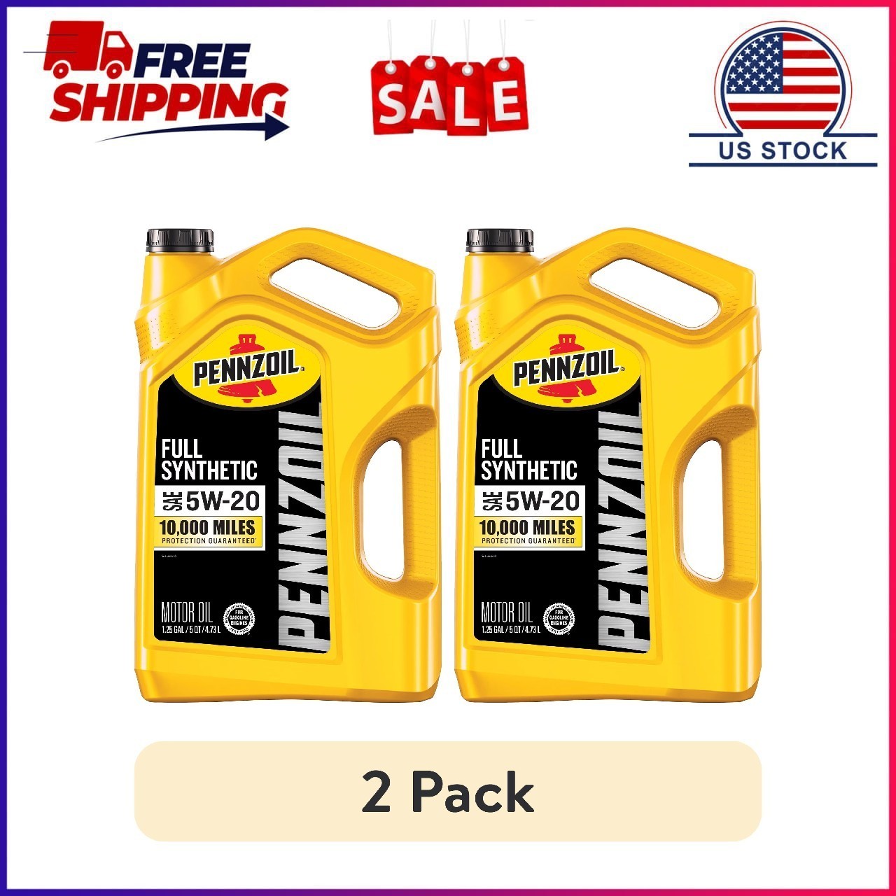 (2 pack) Pennzoil Full Synthetic 5W-20 Motor Oil, 5 Quart (2 pack) Pennzoil Full Synthetic 5W-20 Motor Oil, 5 Quart