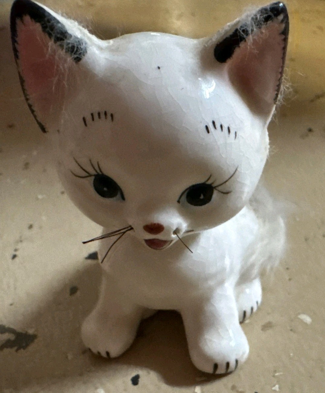 1959 Vintage Bradley Kitten Figurine With Fur Kitsch Rare And Adorable 1959 Vintage Bradley Kitten Figurine With Fur Kitsch Rare And Adorable