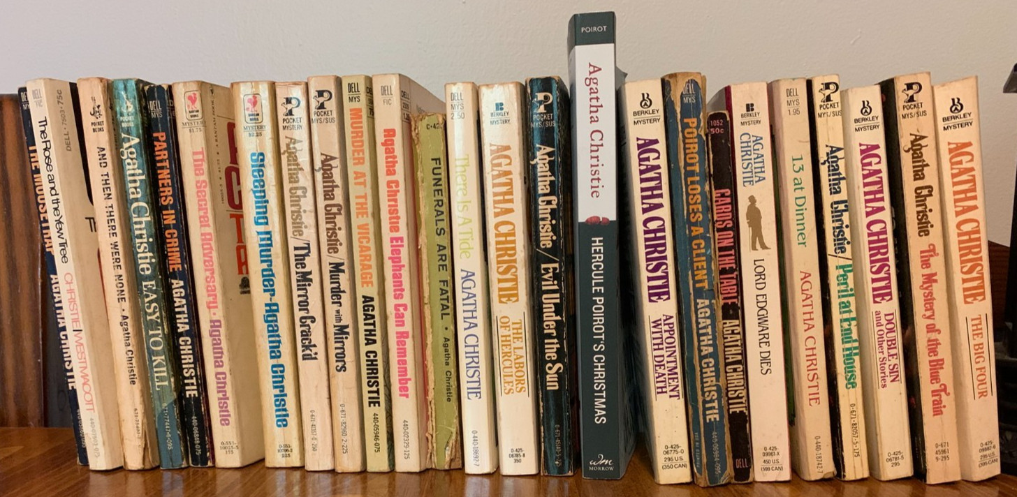 Agatha Christie Vintage Paperback Book Lot of 25 Including 15 Hercule Poirot’s