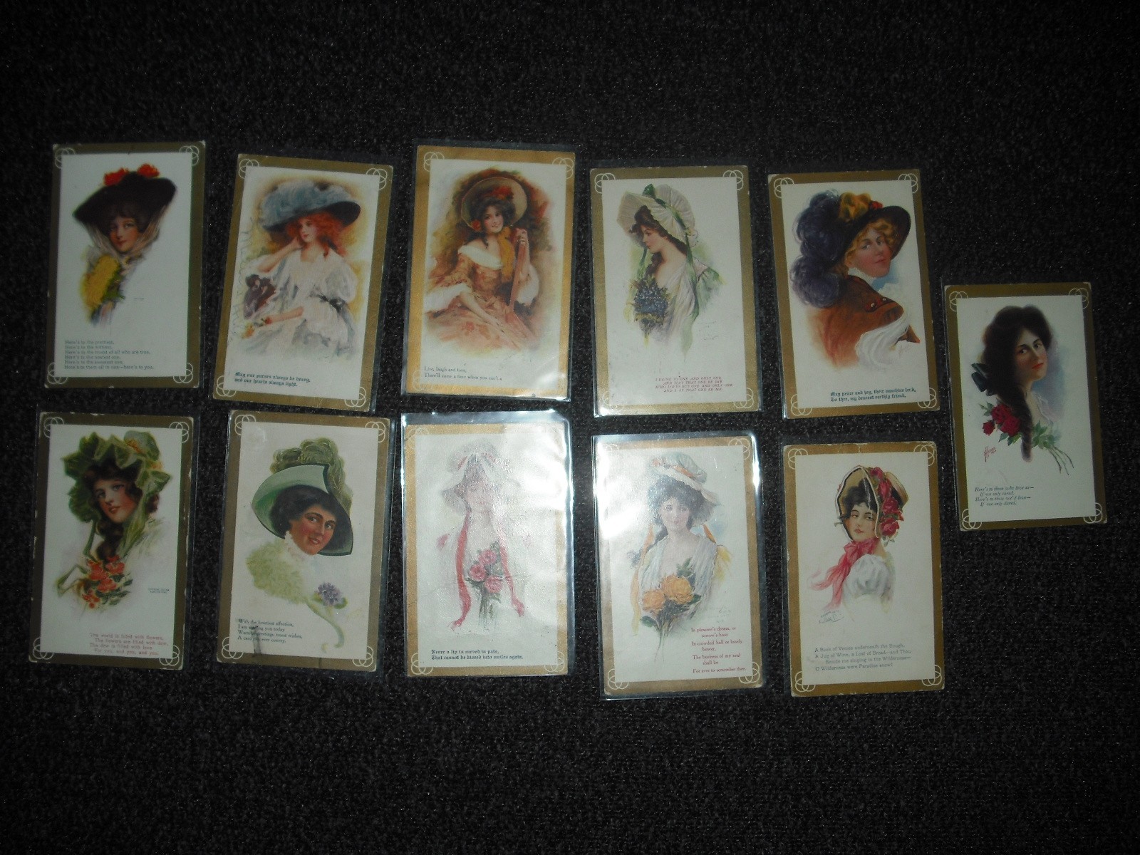 11 Art Nouveau Antique Pretty Women Postcards - 1907, Archie Gunn, F Heinze 11 Art Nouveau Antique Pretty Women Postcards - 1907, Archie Gunn, F Heinze