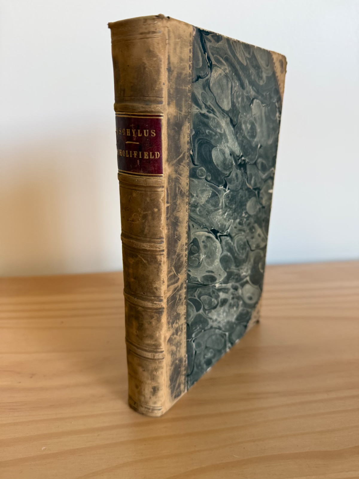 Antique c1830 Aeschylus Greek Text Scholefield Classical Literature Leather Book Antique c1830 Aeschylus Greek Text Scholefield Classical Literature Leather Book
