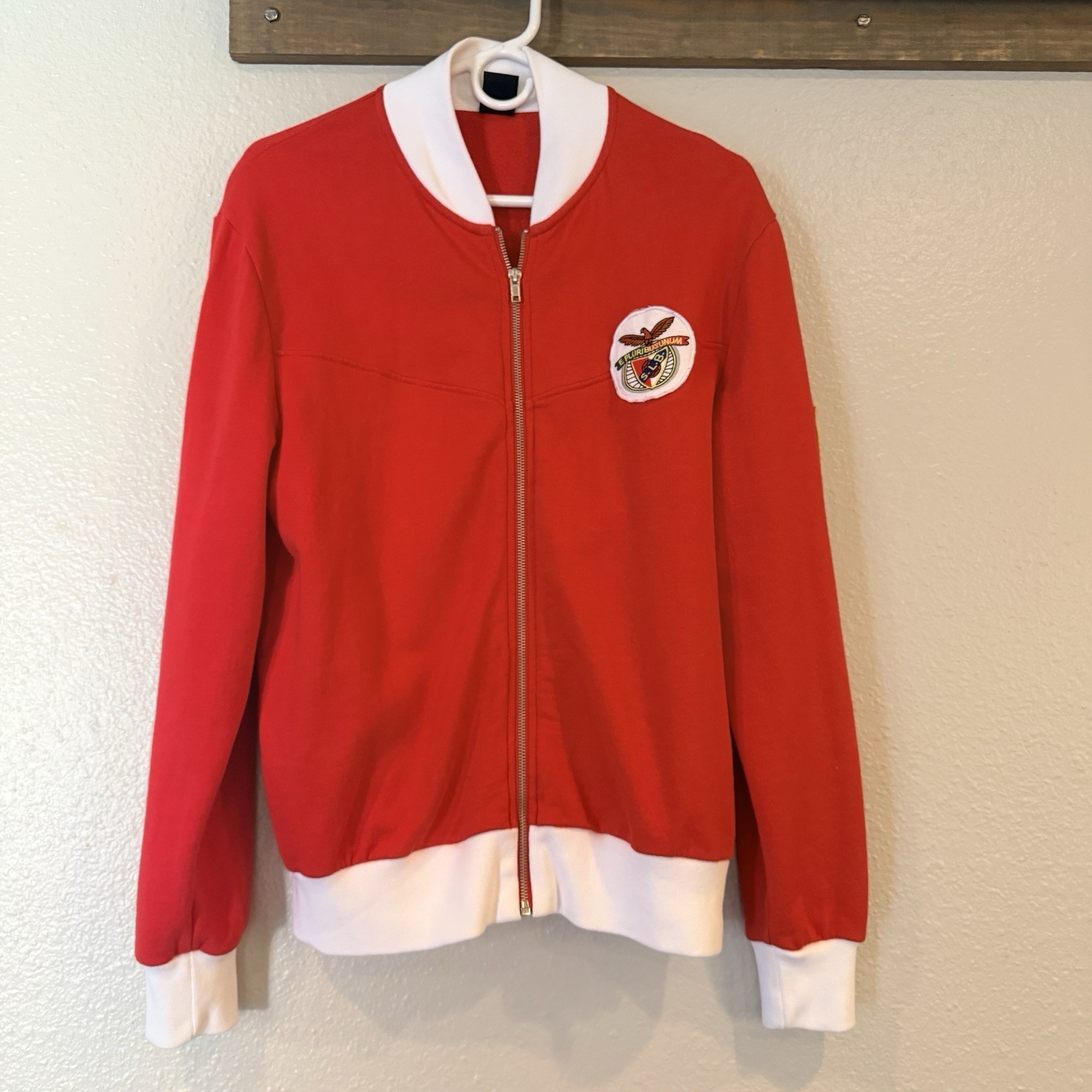 SL Benfica Full Zip Track Jacket Mens Medium Red Portugal Soccer S.L.B VTG VIBE