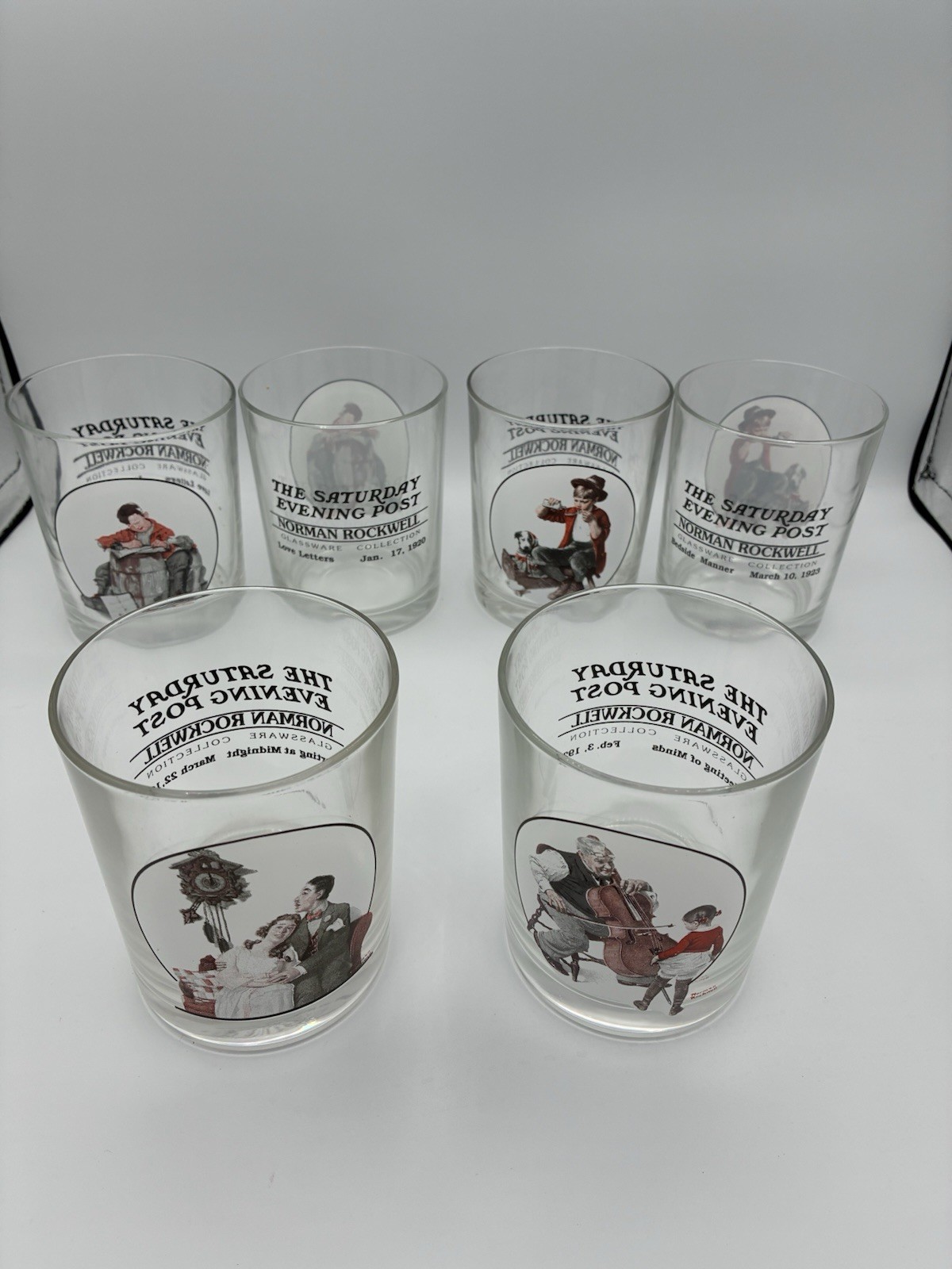 6 Norman Rockwell Glass Tumblers 6 Norman Rockwell Glass Tumblers