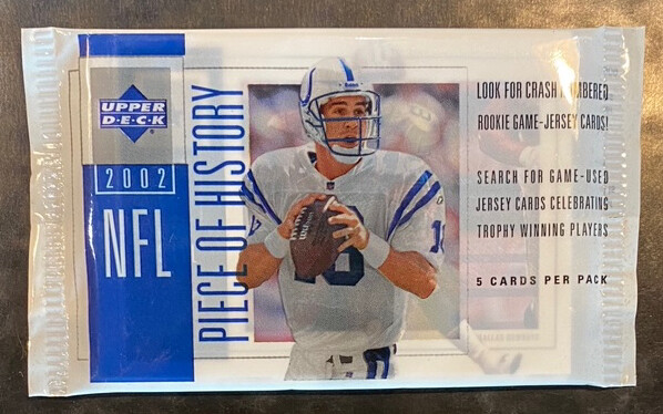 2002 UD- NFL- Football PIECE OF HISTORY -BREES-MANNING-TOMLINSON-BRADY - 5 cards