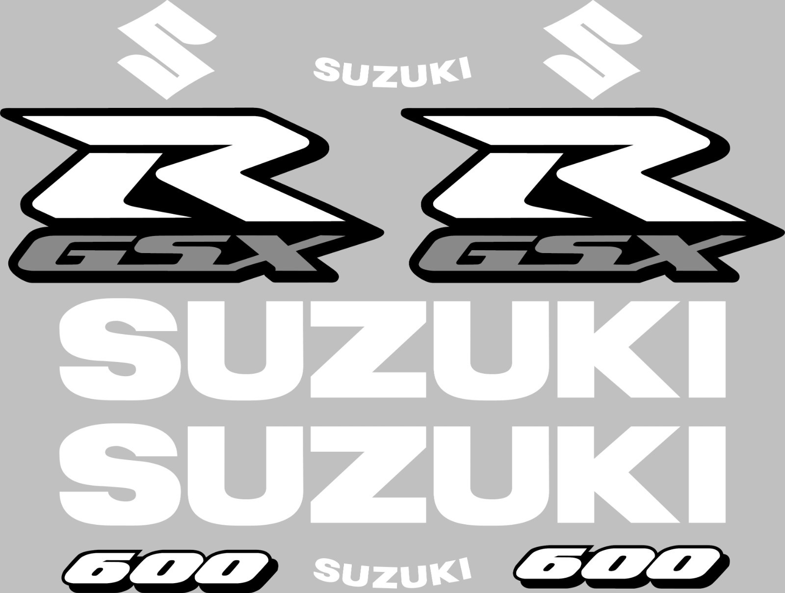 Suzuki GSXR 10 Piece Set Vinyl Decal Sticker 600 750 1000 Multiple Colors