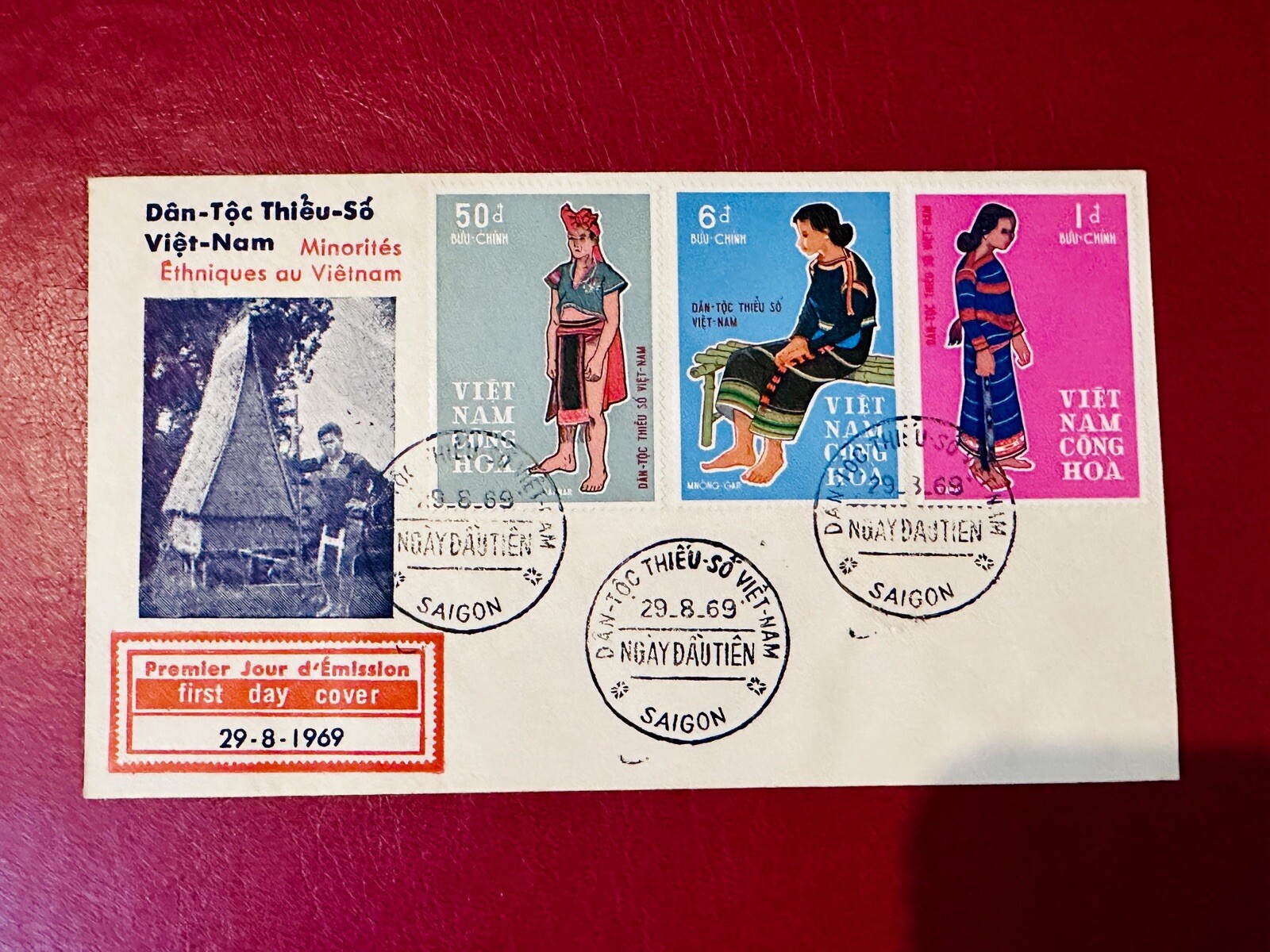 1969 South Vietnam FDC stamp ETHNIC MINORITY SAIGON POSTMARK