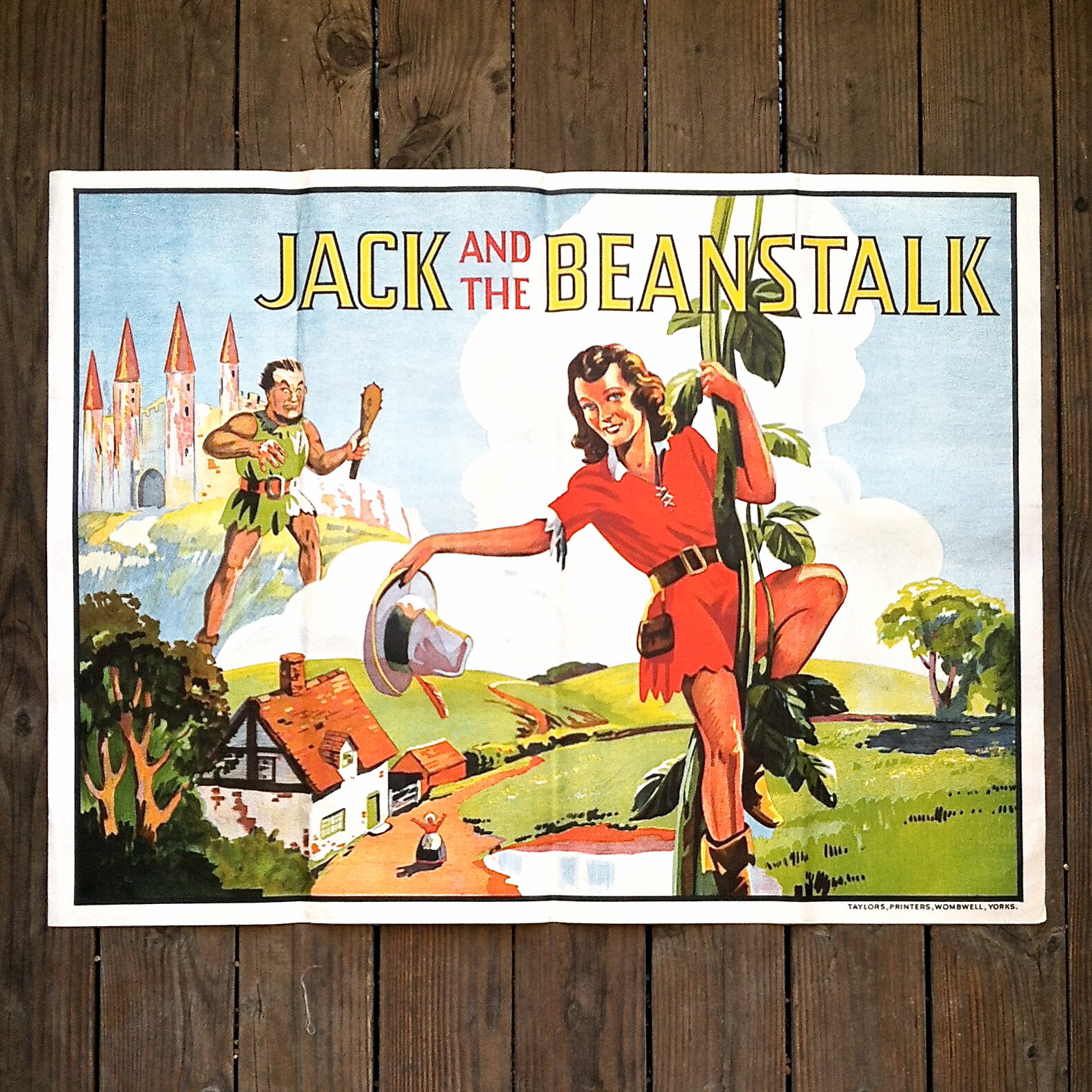 Vintage 1930s JACK AND THE BEANSTALK Vaudeville Show MOVIE Lithograph Poster