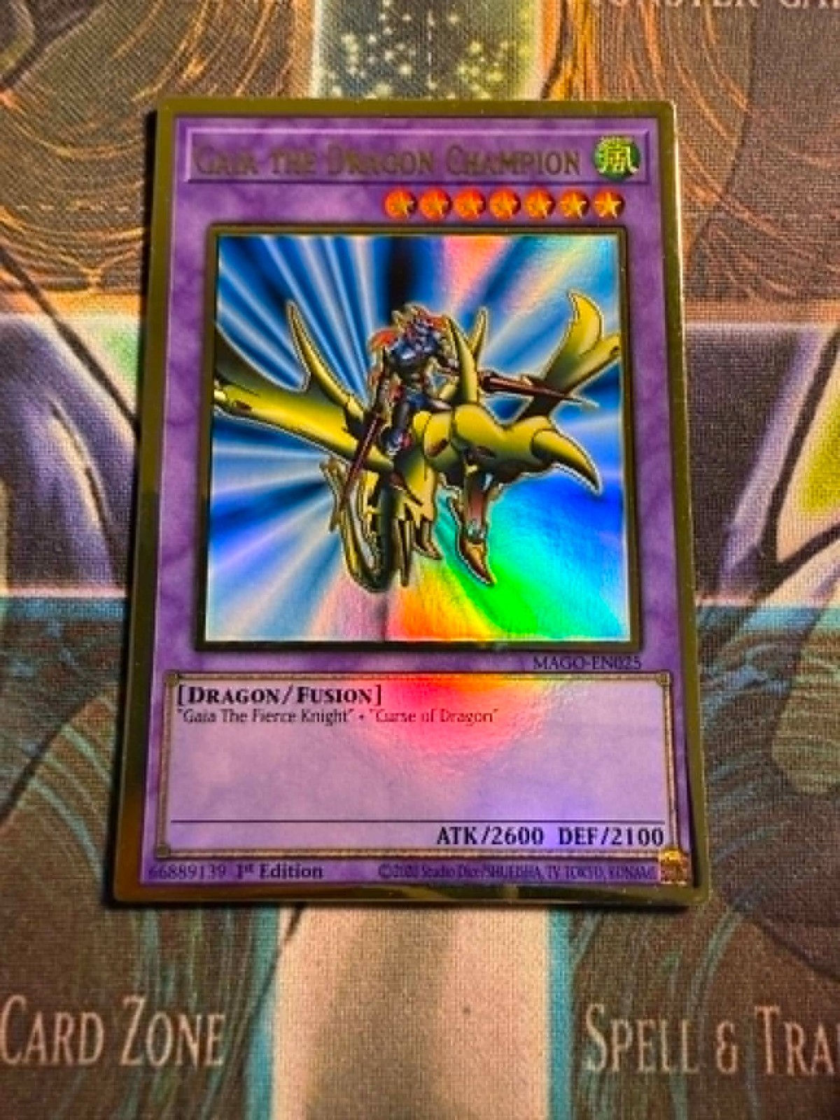 * GAIA THE DRAGON CHAMPION * 1ST EDITION GOLD RARE HOLOGRAPHIC MAGO-EN025 YUGIOH