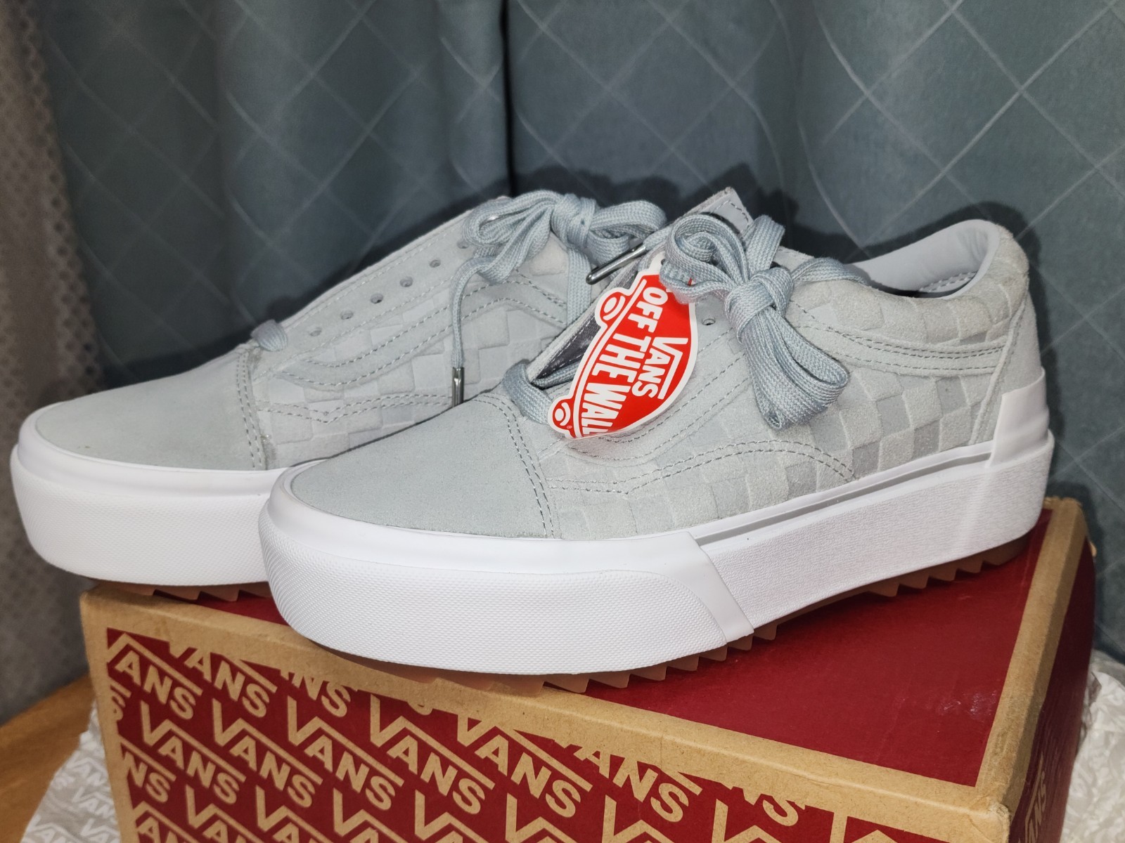 vans old skool stac womens/mens size 9 7.5 emboss check Grey vans old skool stac womens/mens size 9 7.5 emboss check Grey