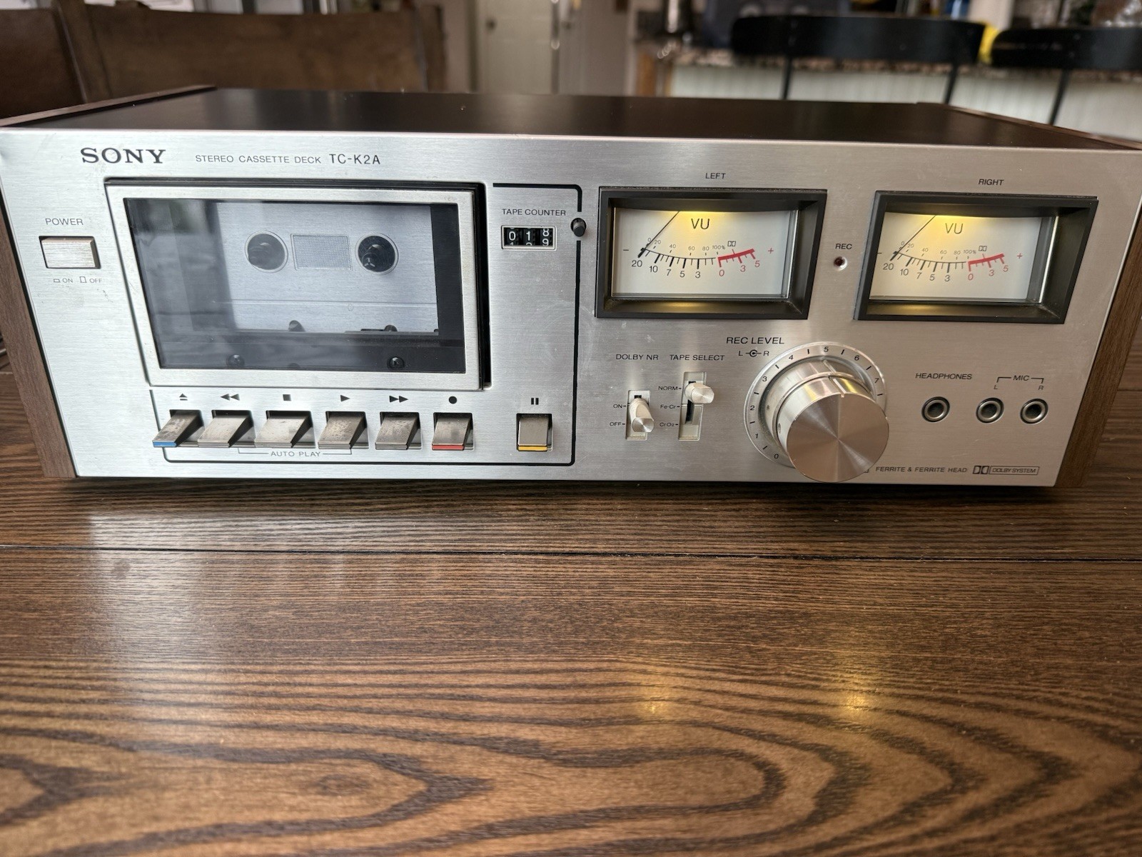 Sony TC-K2A Vintage Stereo Cassette Tape Deck Silver Face/Wood Parts/Repair