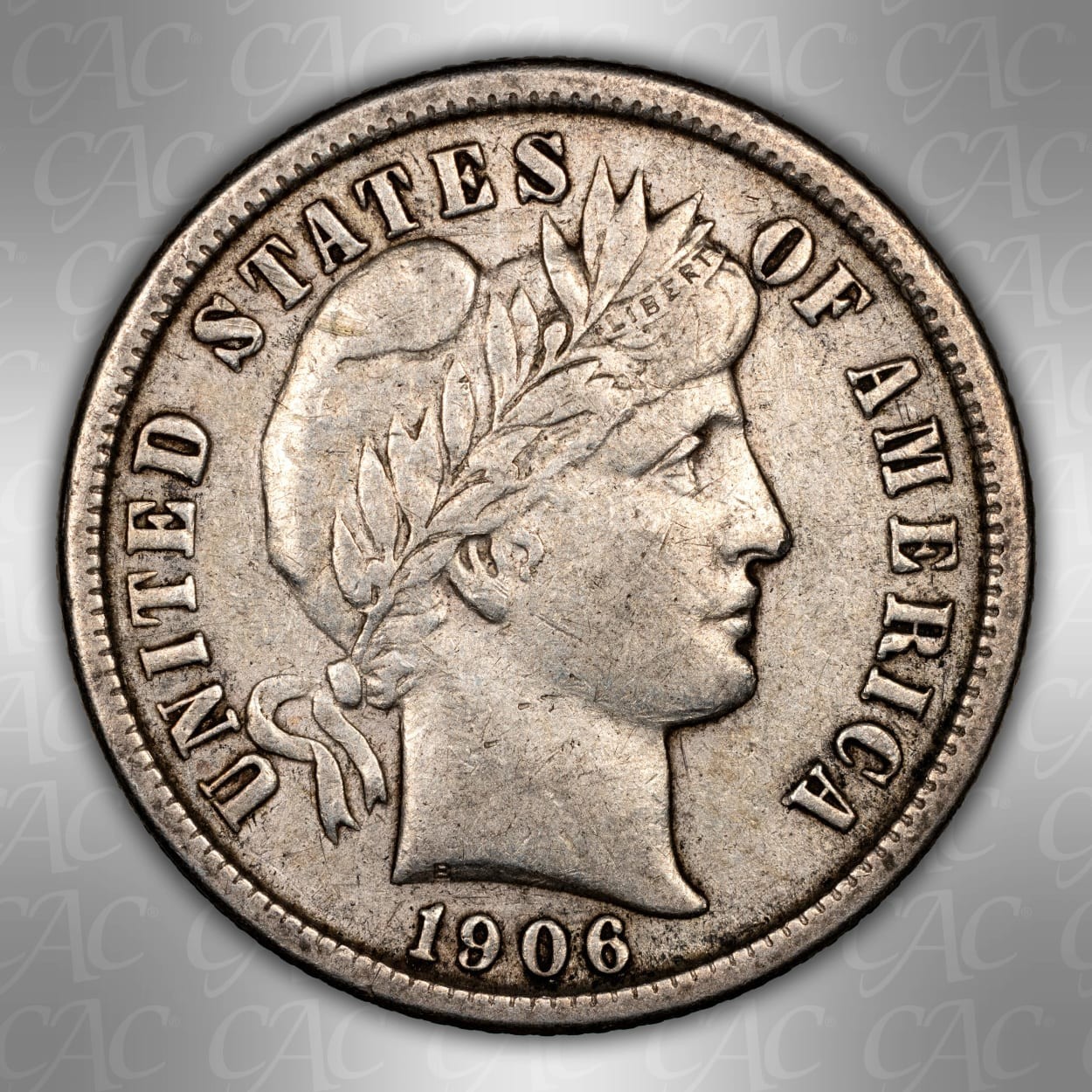 1906-S Barber Dime CACG XF-40 CAC