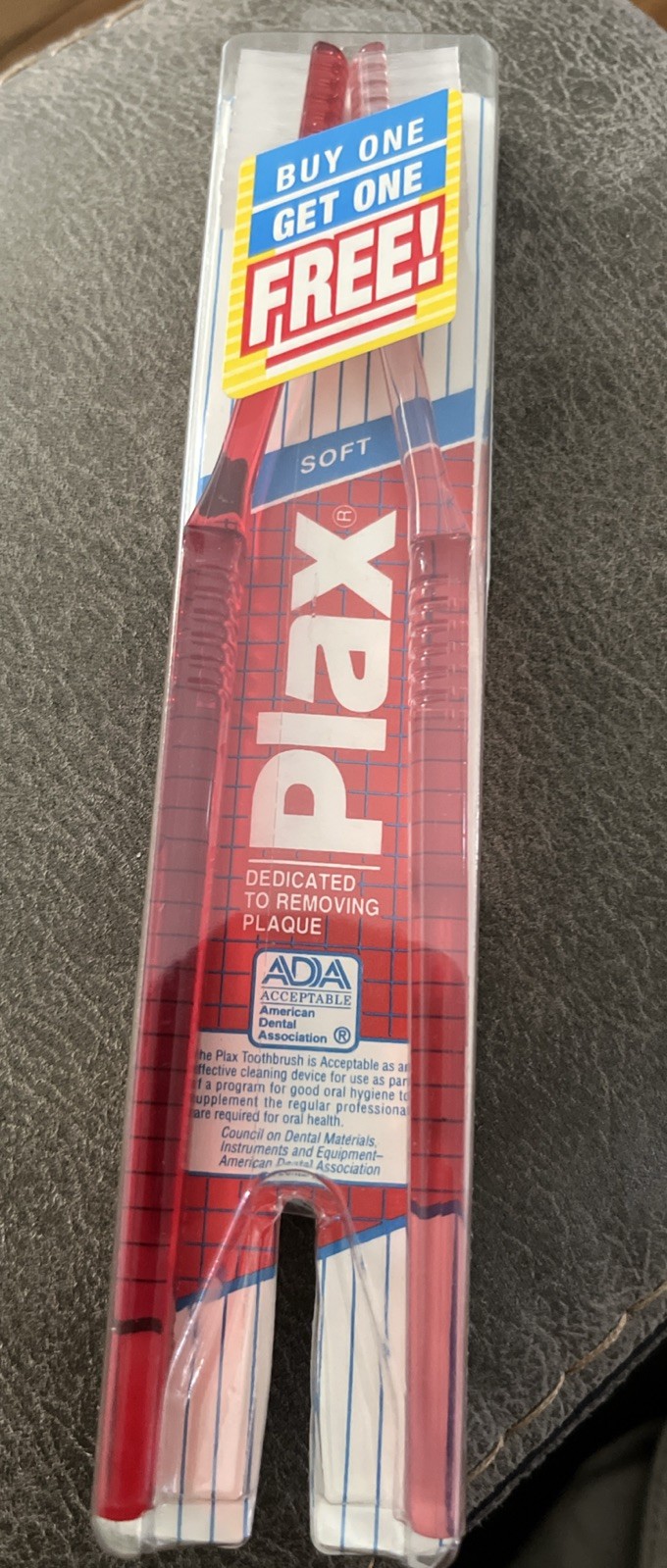 Vintage NIP Plax Soft / Medium Bristle Toothbrushes Pfizer 1980s NOS 2 Pack Red Vintage NIP Plax Soft / Medium Bristle Toothbrushes Pfizer 1980s NOS 2 Pack Red