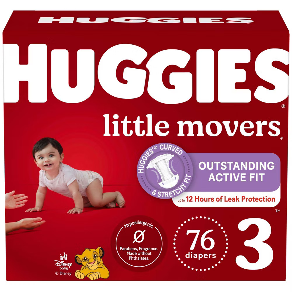 Huggies Little Movers Active Fit Diapers - Size 3 - 76ct