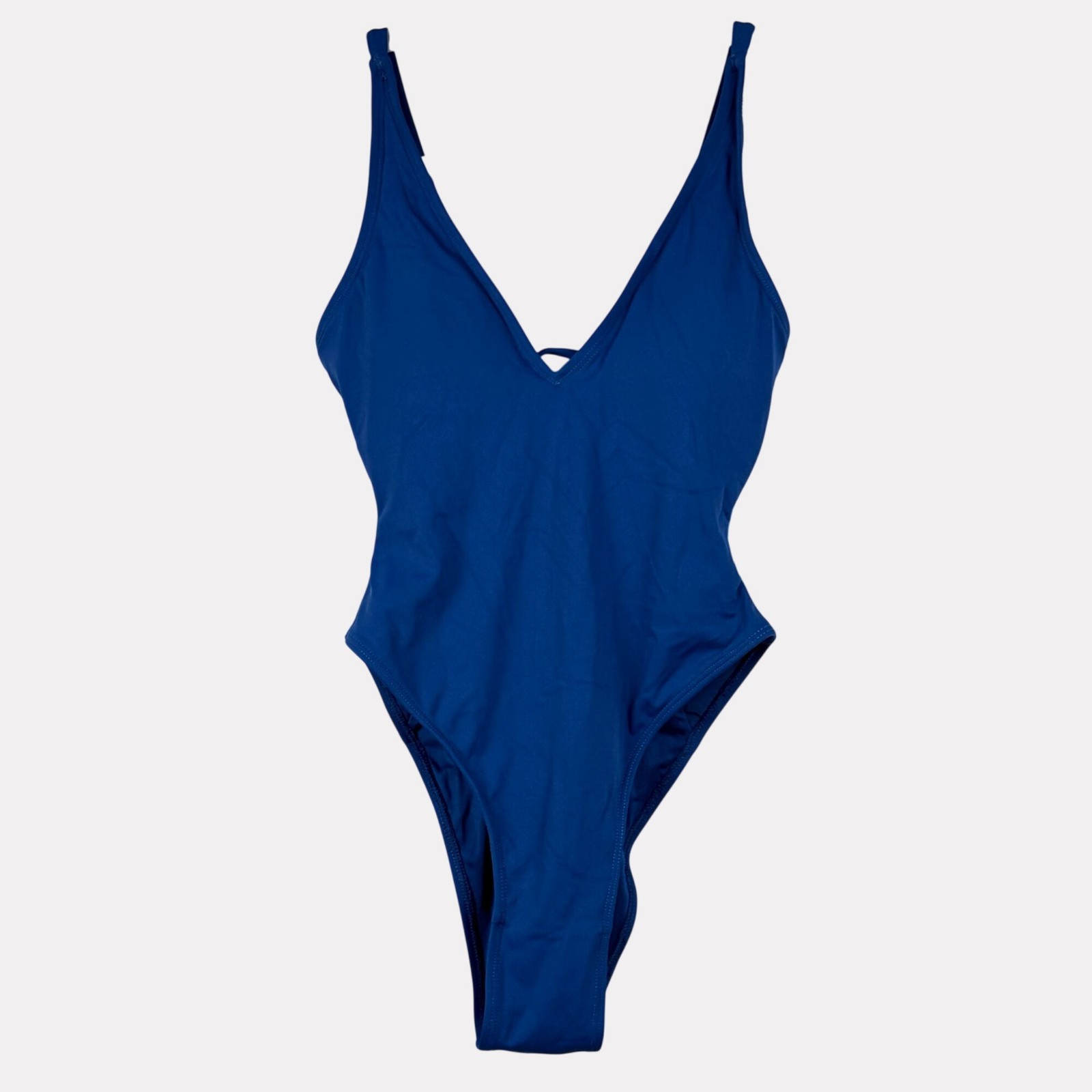 TA3 Hi Cut Plungey Navy Blue One Piece Swimsuit Womens XS Short Corset Back
