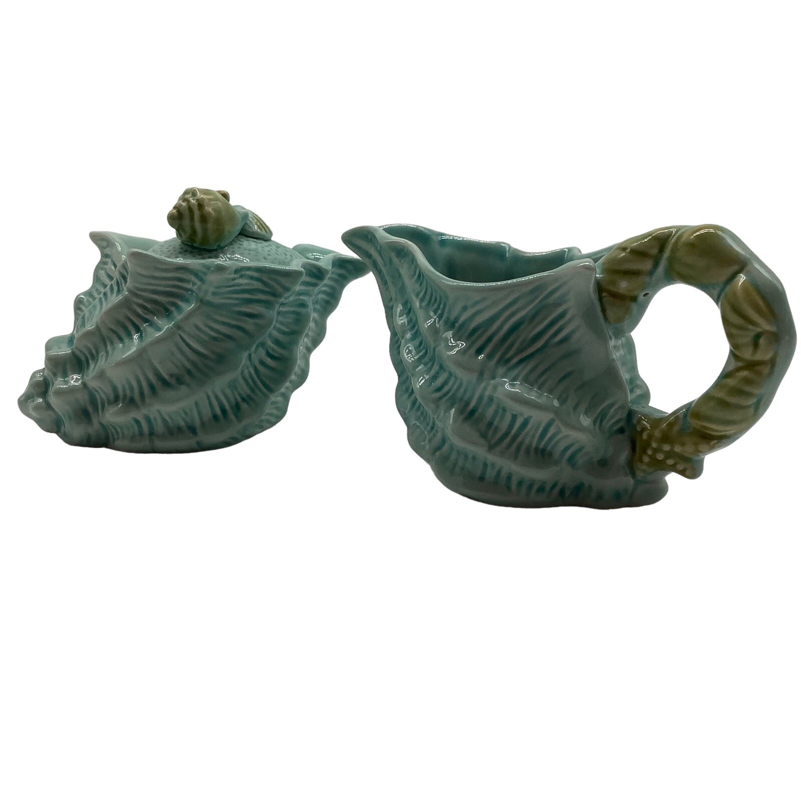 Pier 1 Imports Turquoise Blue Creamer and Sugar Bowl set, Sea Shell Pattern Pier 1 Imports Turquoise Blue Creamer and Sugar Bowl set, Sea Shell Pattern