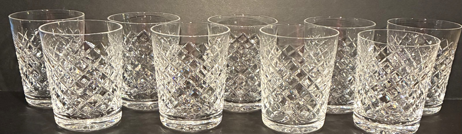 Waterford 850 Double Old Fashioned Glasses, Set of 9, Vintage 1968, Signed, EUC