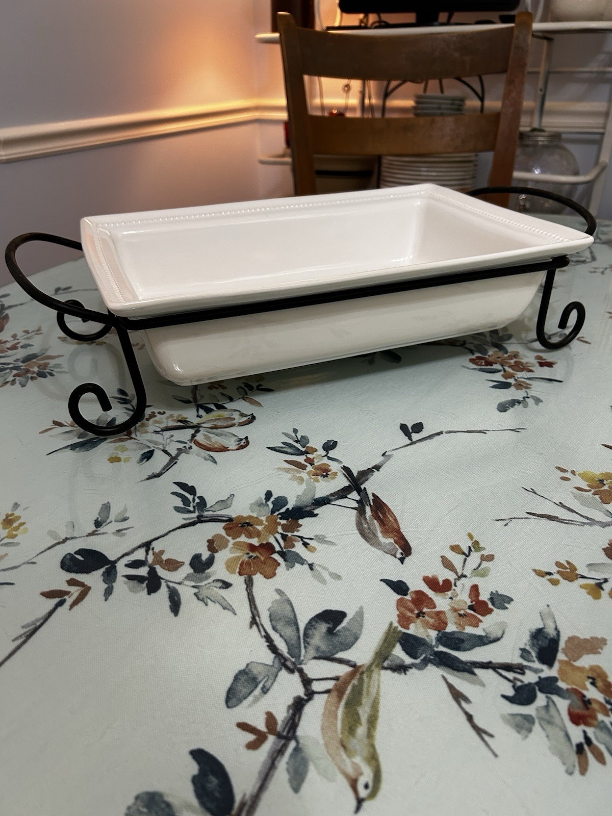 Certified International Ceramic Rectangle Serving Dish Casserole Baker Stand