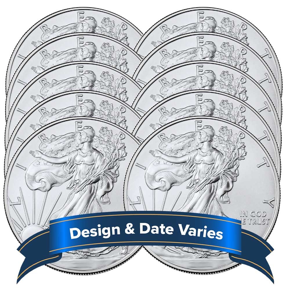 Lot of 10 - $1 American Silver Eagle 1 oz Random Year BU Lot of 10 - $1 American Silver Eagle 1 oz Random Year BU