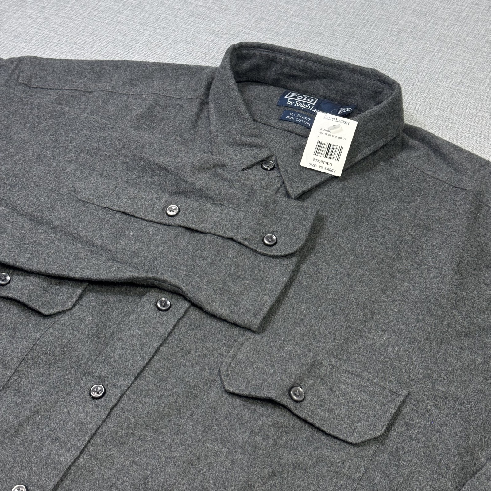 Polo Ralph Lauren Vintage G.I. Flannel Shirt ButtonShirt Mens 2XL Gray Gorpcore