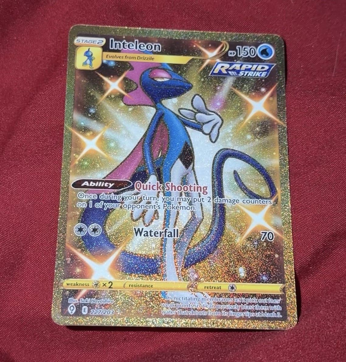Inteleon 227/203 Evolving Skies Secret Rare Card Near Mint Pokemon TCG Gold NM Inteleon 227/203 Evolving Skies Secret Rare Card Near Mint Pokemon TCG Gold NM