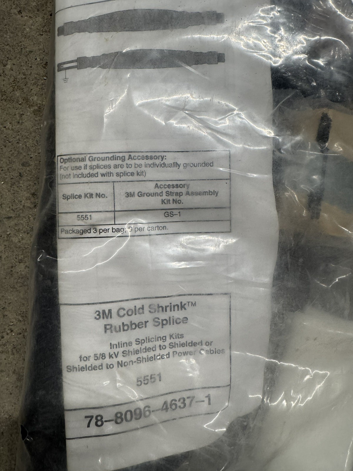 3M Splice Kit 5551 5/8 kv Cold Shrink Rubber Splice Kit 3M Splice Kit 5551 5/8 kv Cold Shrink Rubber Splice Kit