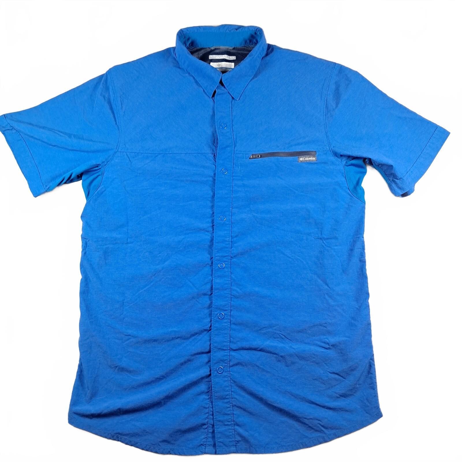 Columbia Men\'s M Blue Omni-Shade Short Sleeve Outdoor Shirt Nylon Columbia Men\'s M Blue Omni-Shade Short Sleeve Outdoor Shirt Nylon
