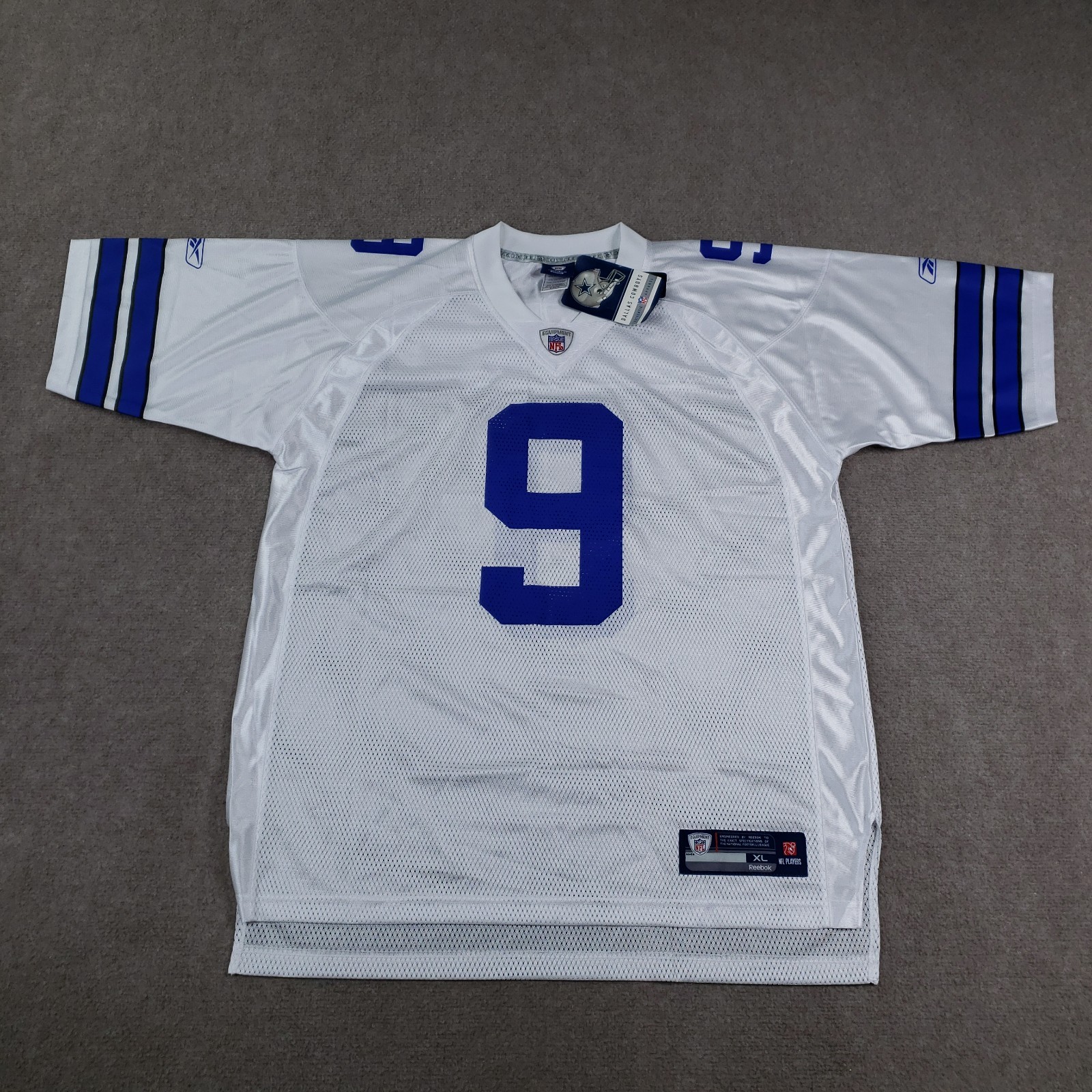Dallas Cowboys Tony Romo Jersey Mens XL White Blue #9 Mesh Reebok Football