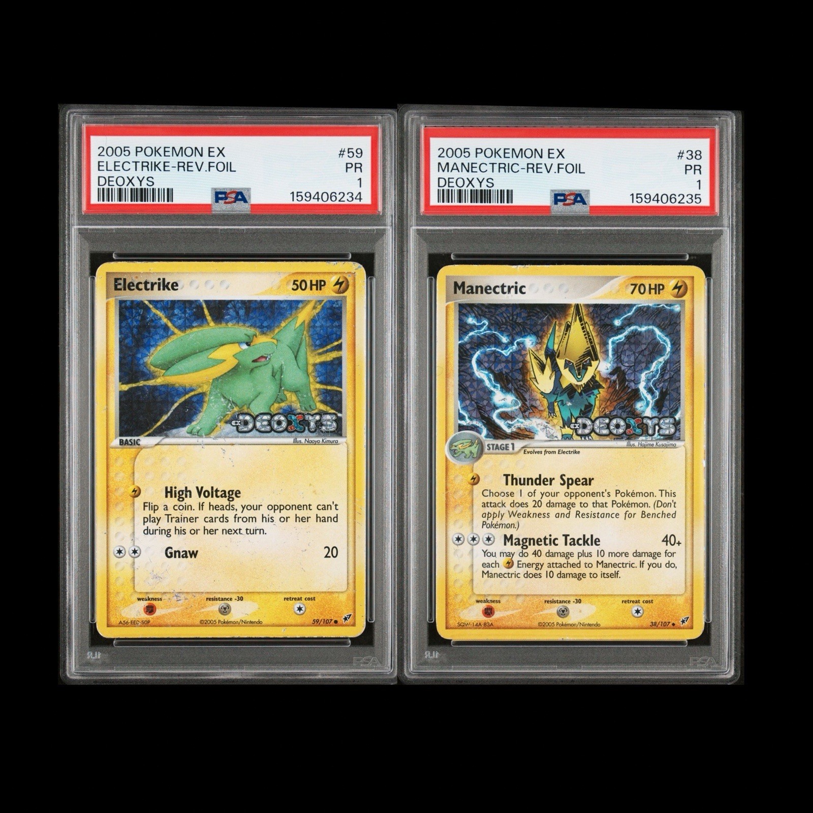 PSA 1 Sequential Electrike Manectric Reverse Holo Foil EX Deoxys 2005 Pokemon PR PSA 1 Sequential Electrike Manectric Reverse Holo Foil EX Deoxys 2005 Pokemon PR