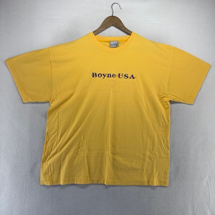 Vintage Boyne Michigan Shirt men\'s XL Yellow Embroidered Spellout Boxy 90s USA Vintage Boyne Michigan Shirt men\'s XL Yellow Embroidered Spellout Boxy 90s USA