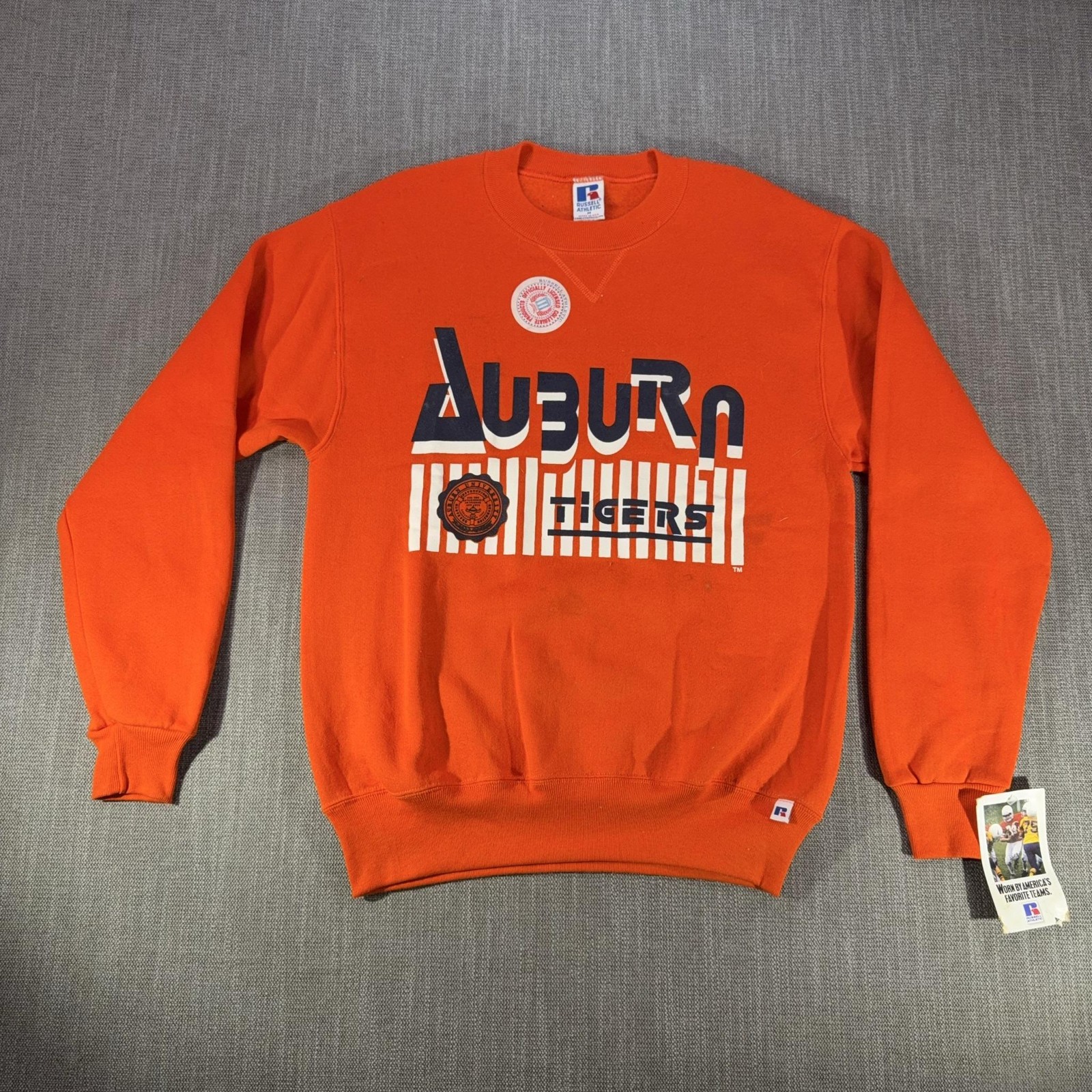 Vintage Auburn Tigers Sweatshirt Mens Medium Orange NCAA Russell Athletic