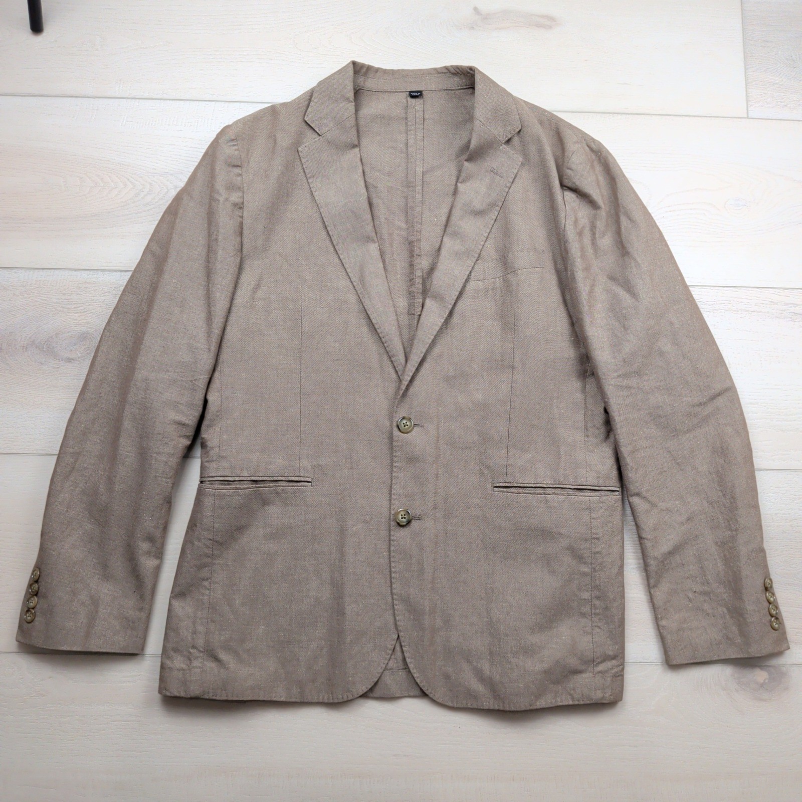 J.Crew Ludlow Slim Baird McNutt Irish Linen Cotton Blazer 40R Tan Unstructured