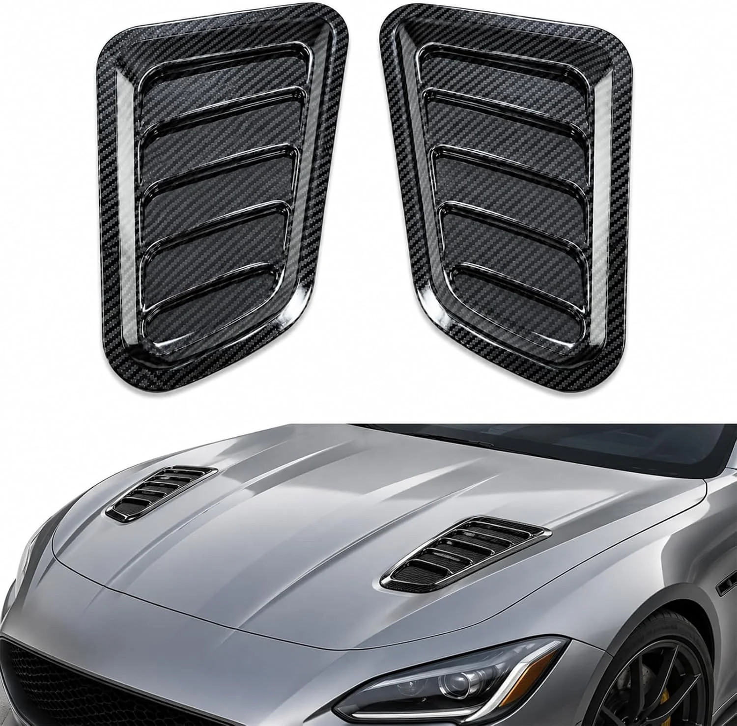 2PCS Car Hood Vents, Scoop Bonnet Vent Cover with Double-Sided Adhesive Tape, En