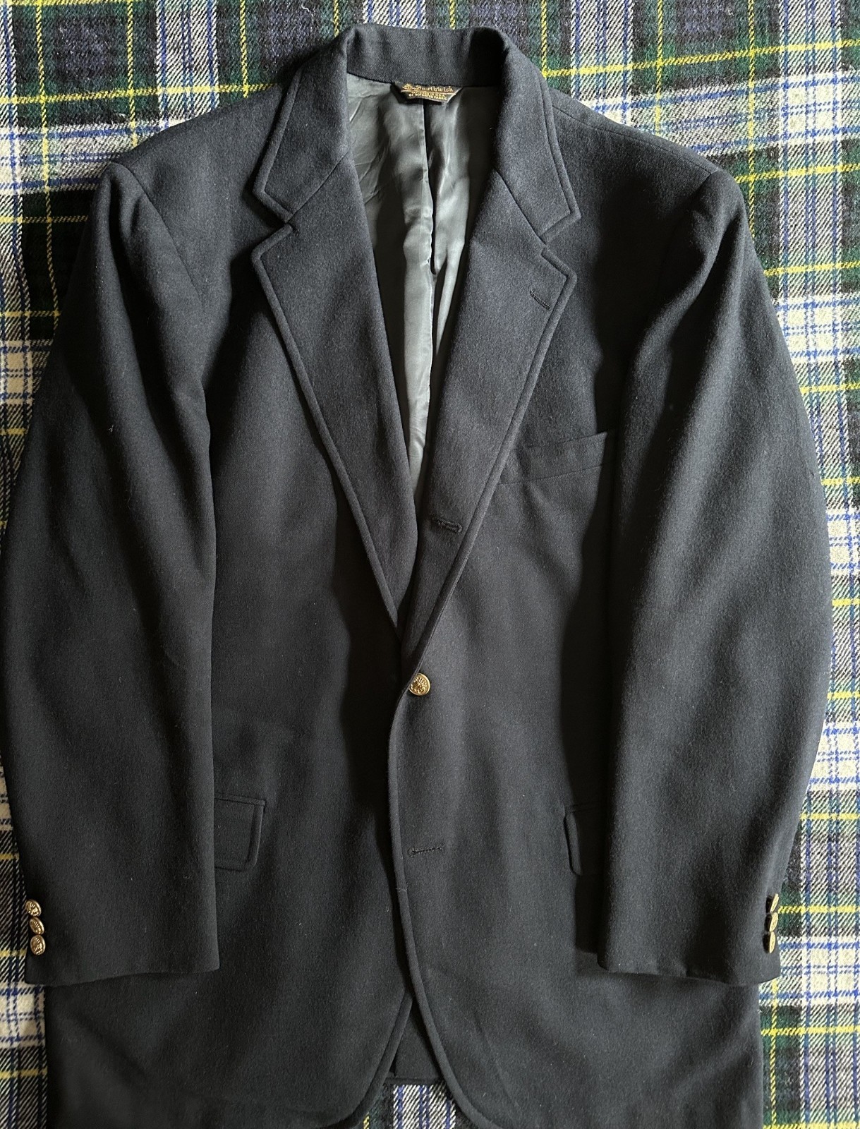 Vintage Southwick Douglas 3-roll-2 Wool Flannel Navy Blazer - Ivy - MiUSA - 43L