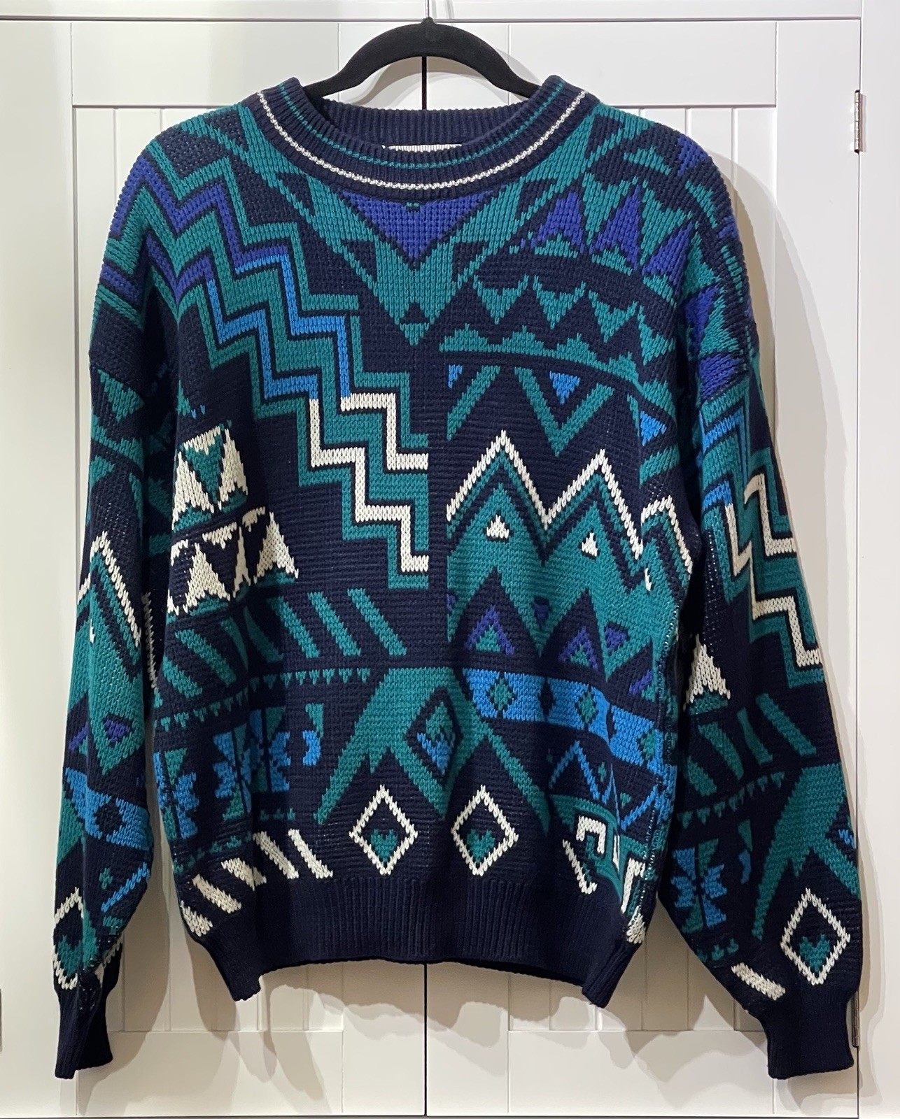 Vintage McGregor Geometric Abstract Pattern Crewneck Knit Sweater Large