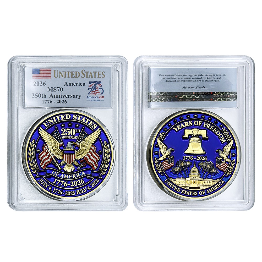 2026 America 250th Anniversary Commemorative Coin MS70 Display Holder Medal 2026 America 250th Anniversary Commemorative Coin MS70 Display Holder Medal