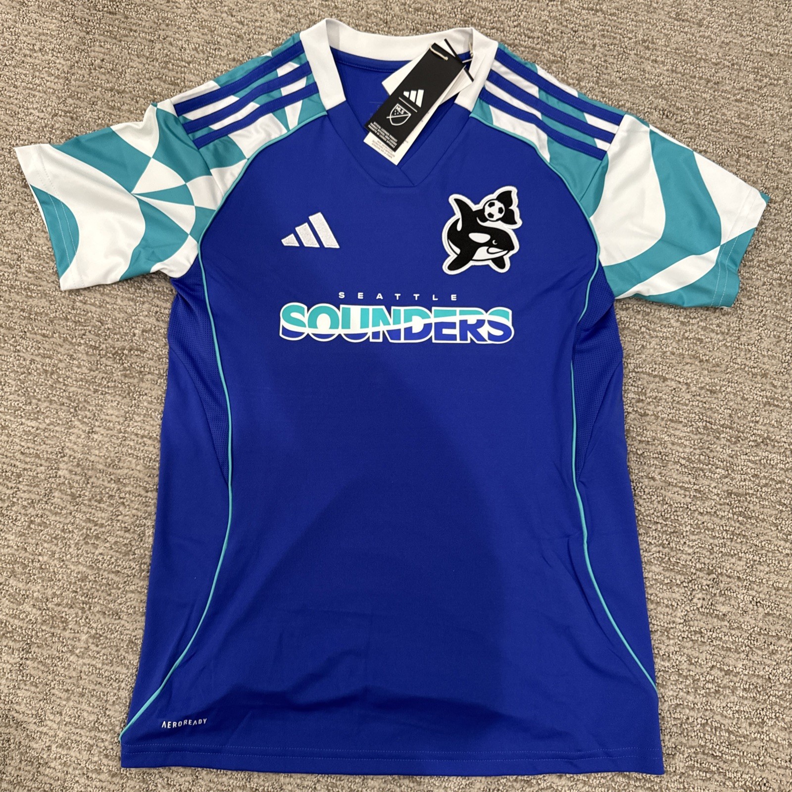 NWT Adidas Seattle Sounders 25/26 AeroReady Third Orca Soccer Jersey W Small NWT Adidas Seattle Sounders 25/26 AeroReady Third Orca Soccer Jersey W Small