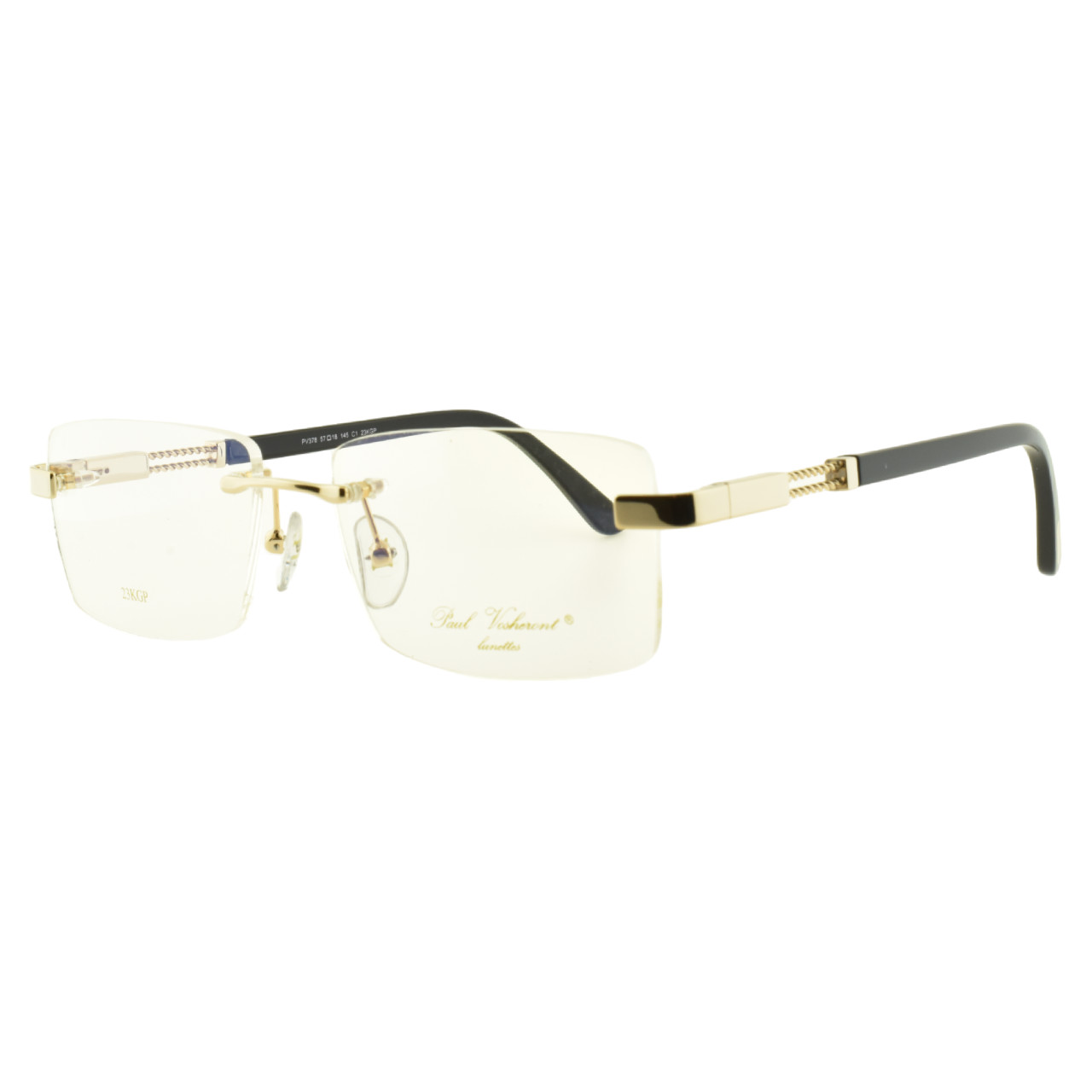 NEW PAUL VOSHERONT PV378 C1 Gold Rectangle Rimless Optical Frame Eyeglasses