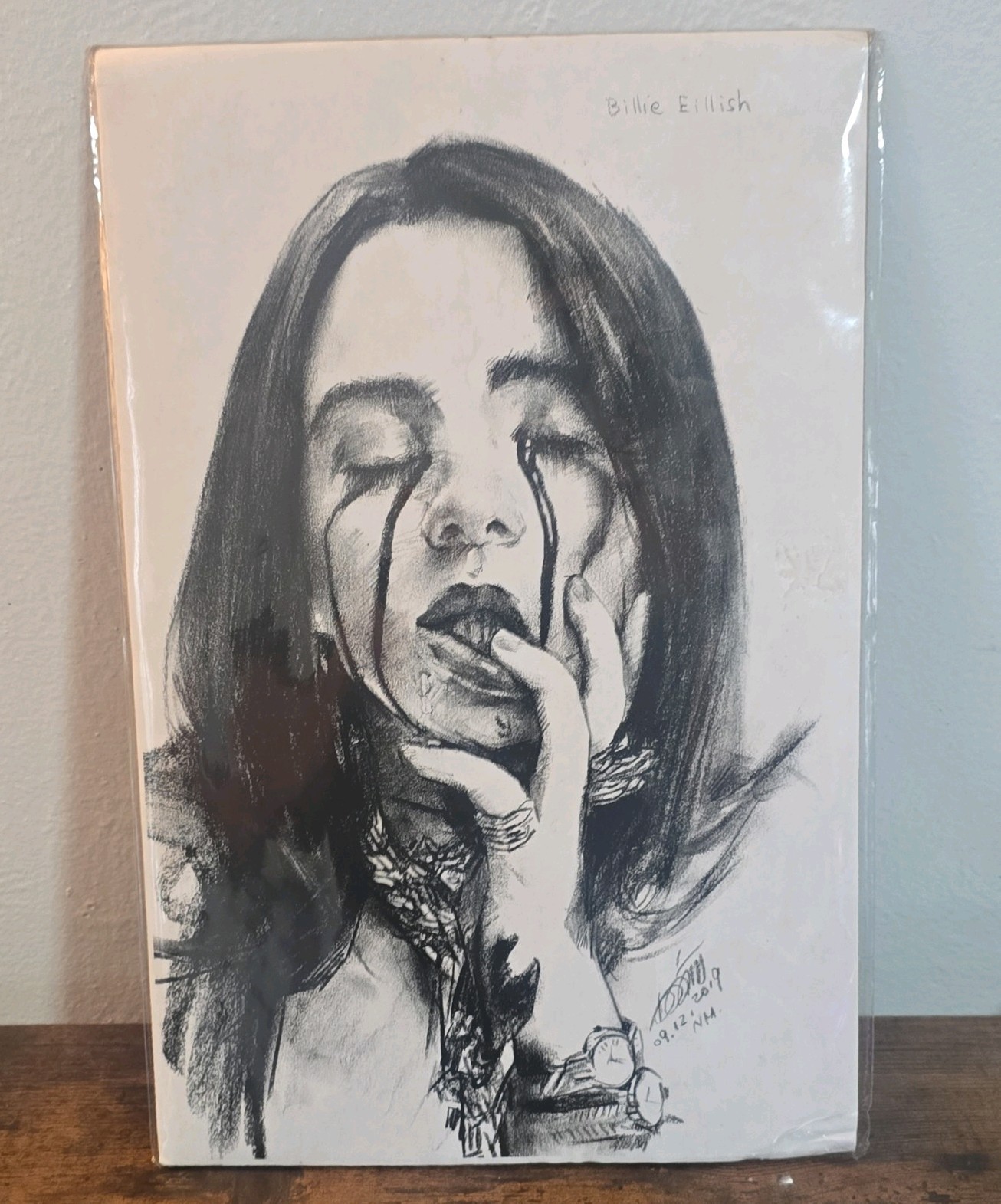 Billie Eilish Original Hand Drawn Pencil Portrait Signed 2019 Custom 1 of 1