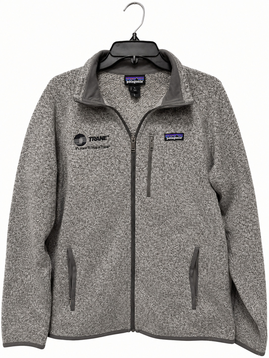 PATAGONIA BETTER SWEATER MEN\'S L GRAY FULL ZIP FLEECE JACKET TRANE LOGO PATAGONIA BETTER SWEATER MEN\'S L GRAY FULL ZIP FLEECE JACKET TRANE LOGO