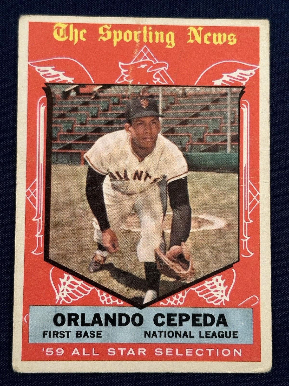 1959 Topps Orlando Cepeda Sporting News All Star #553 SF Giants HOF Crease 1959 Topps Orlando Cepeda Sporting News All Star #553 SF Giants HOF Crease