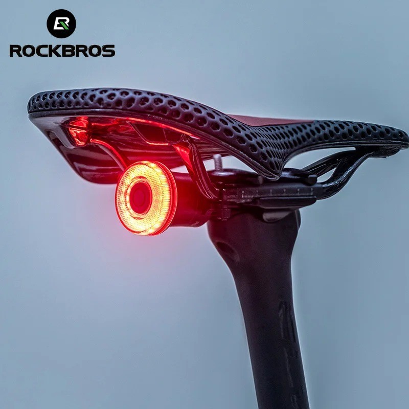 ROCKBROS Smart Bike Tail Light Rear Bicycle Lamp USB C Rechargeable Waterproof