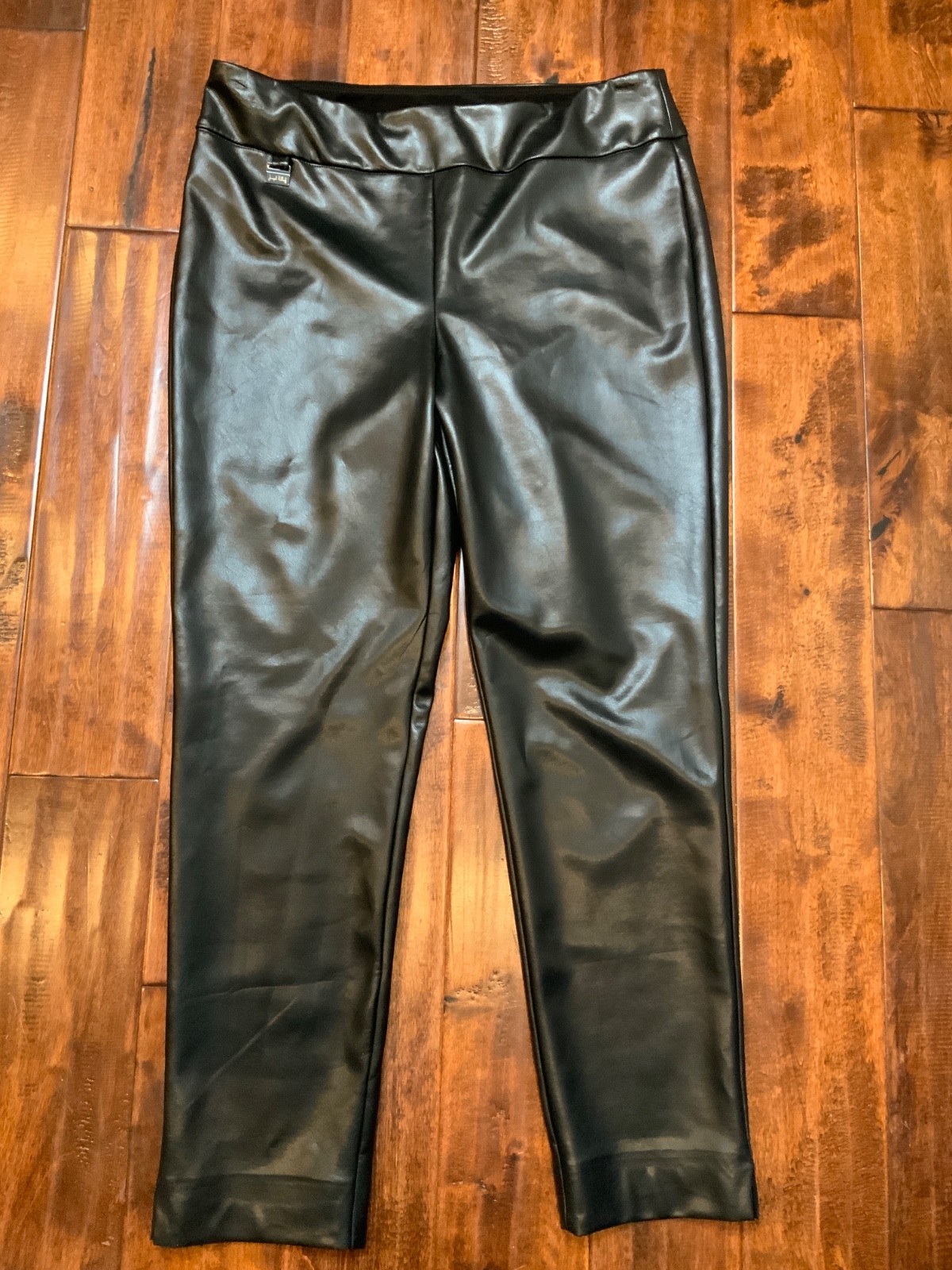 Joseph Ribkoff Black Vegan Faux Leather Straight Leg Pants, Size 14 Joseph Ribkoff Black Vegan Faux Leather Straight Leg Pants, Size 14